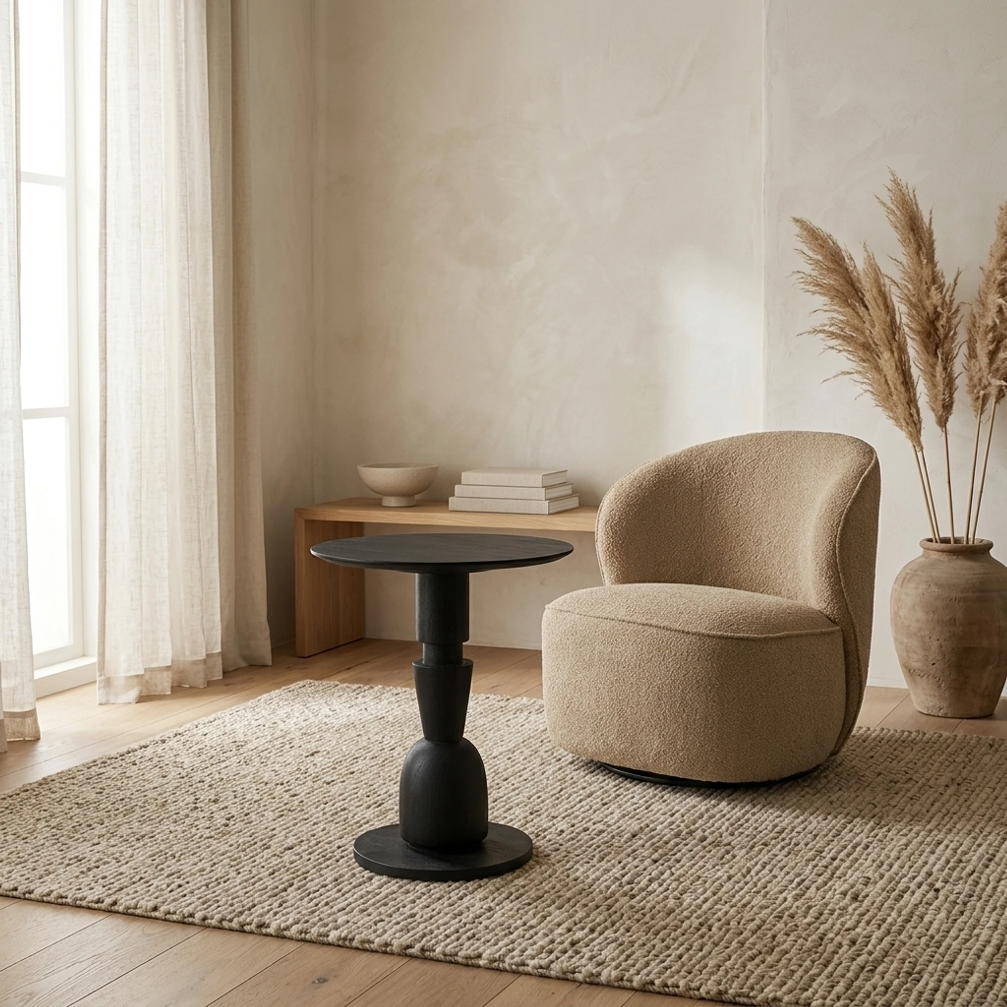 Bijzettafel Brunello zwart rond 50 cm - Tower Living