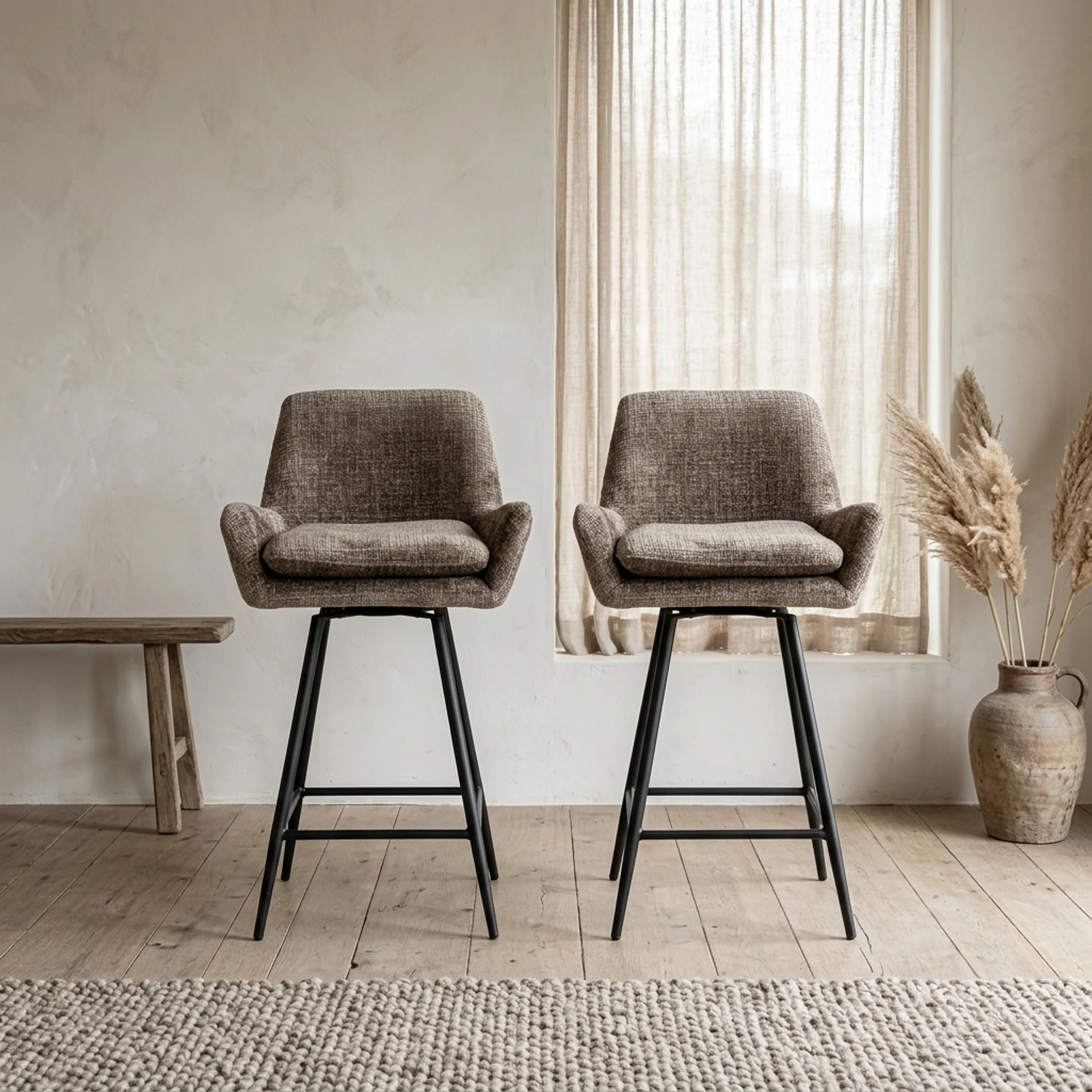 Counterstoel Linsey niagara stone draaibaar (set van 2) - Richmond Interiors