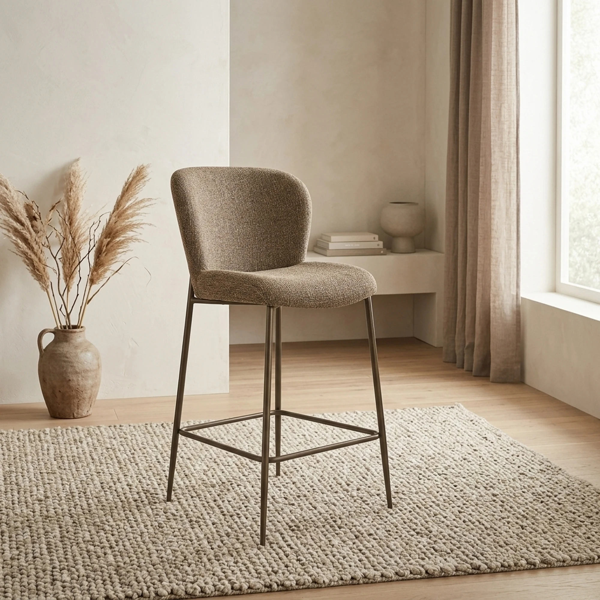 Counterstoel Odarby brown tweed brandvertragend - Richmond Interiors