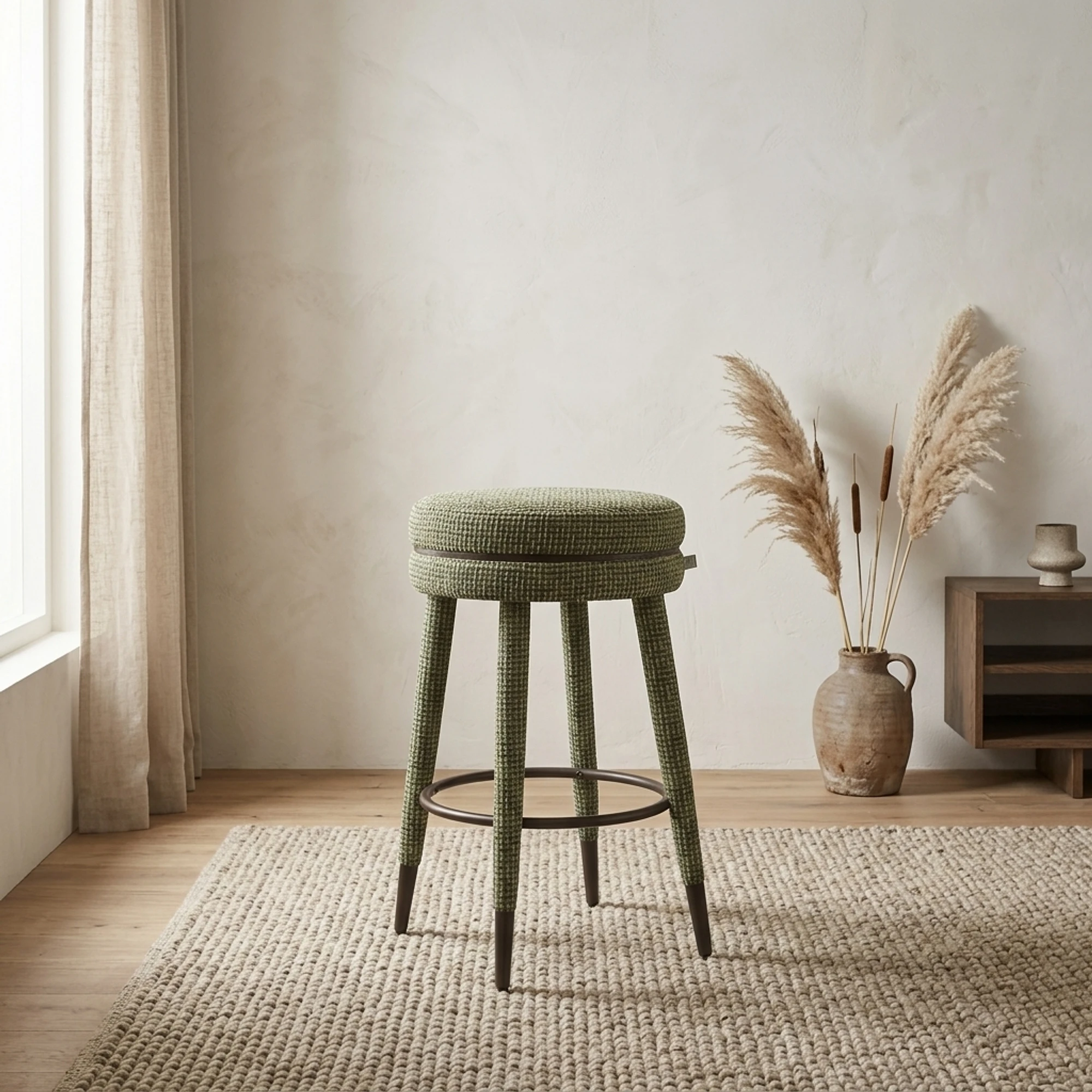 Counterstoel Tenashar green blockweave draaibaar - Richmond Interiors