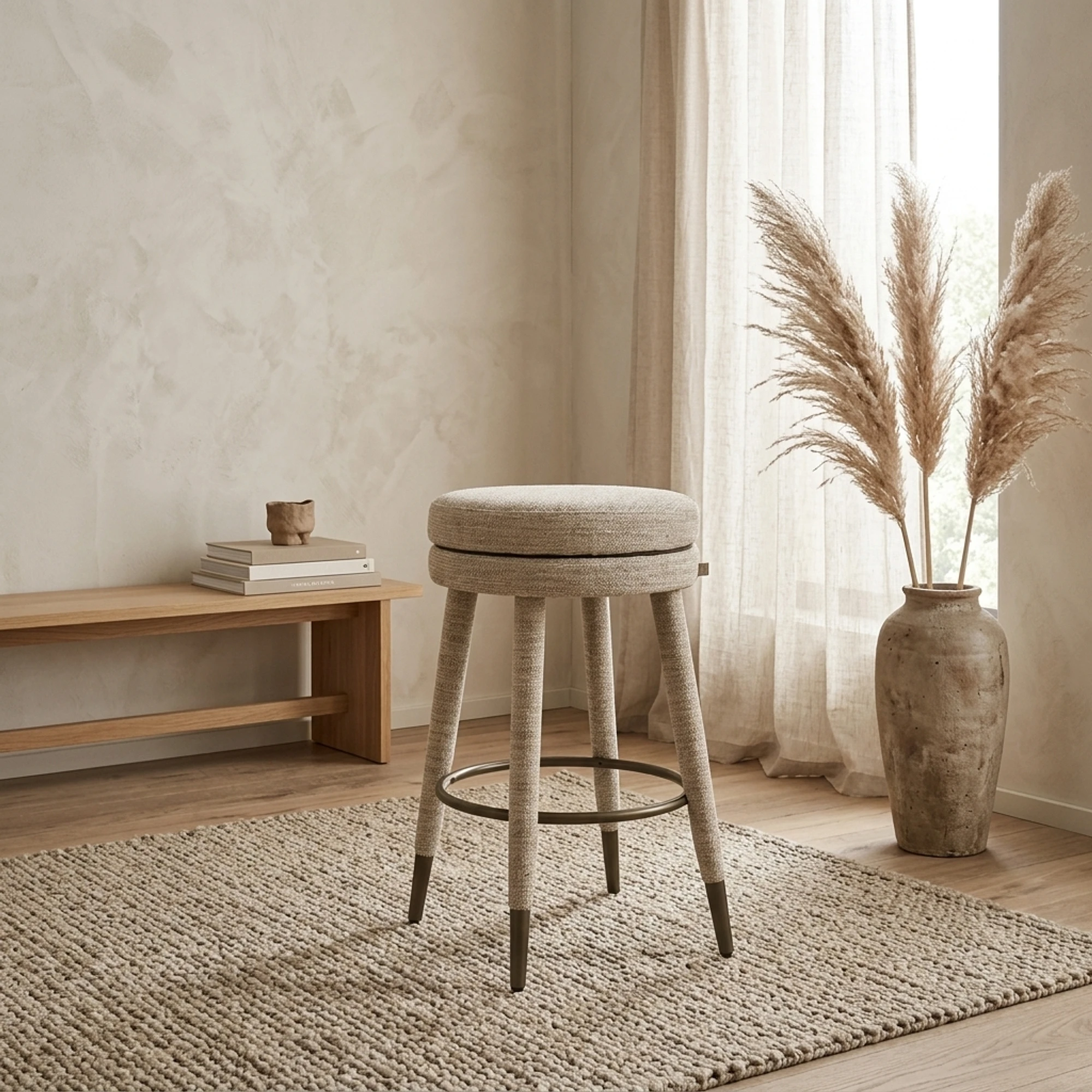 Counterstoel Tenashar natural softweave draaibaar - Richmond Interiors