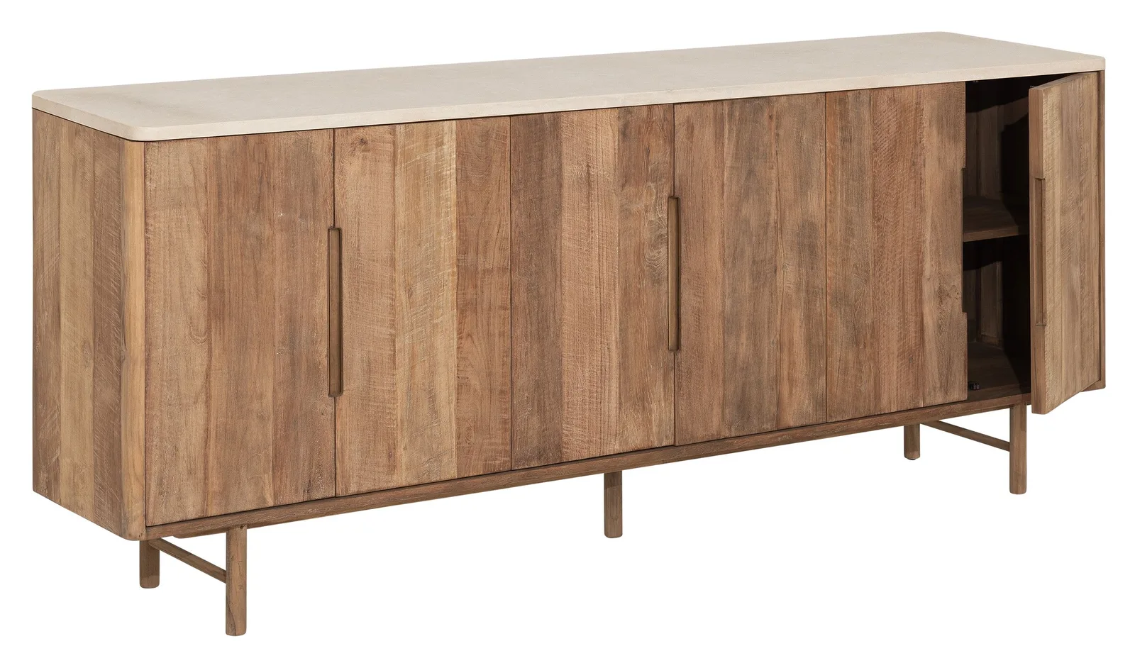 Sideboard Bliss 2 auf weißem Hintergrund, schräg von vorne aufgenommen mit offener rechter Tür - DTP Home