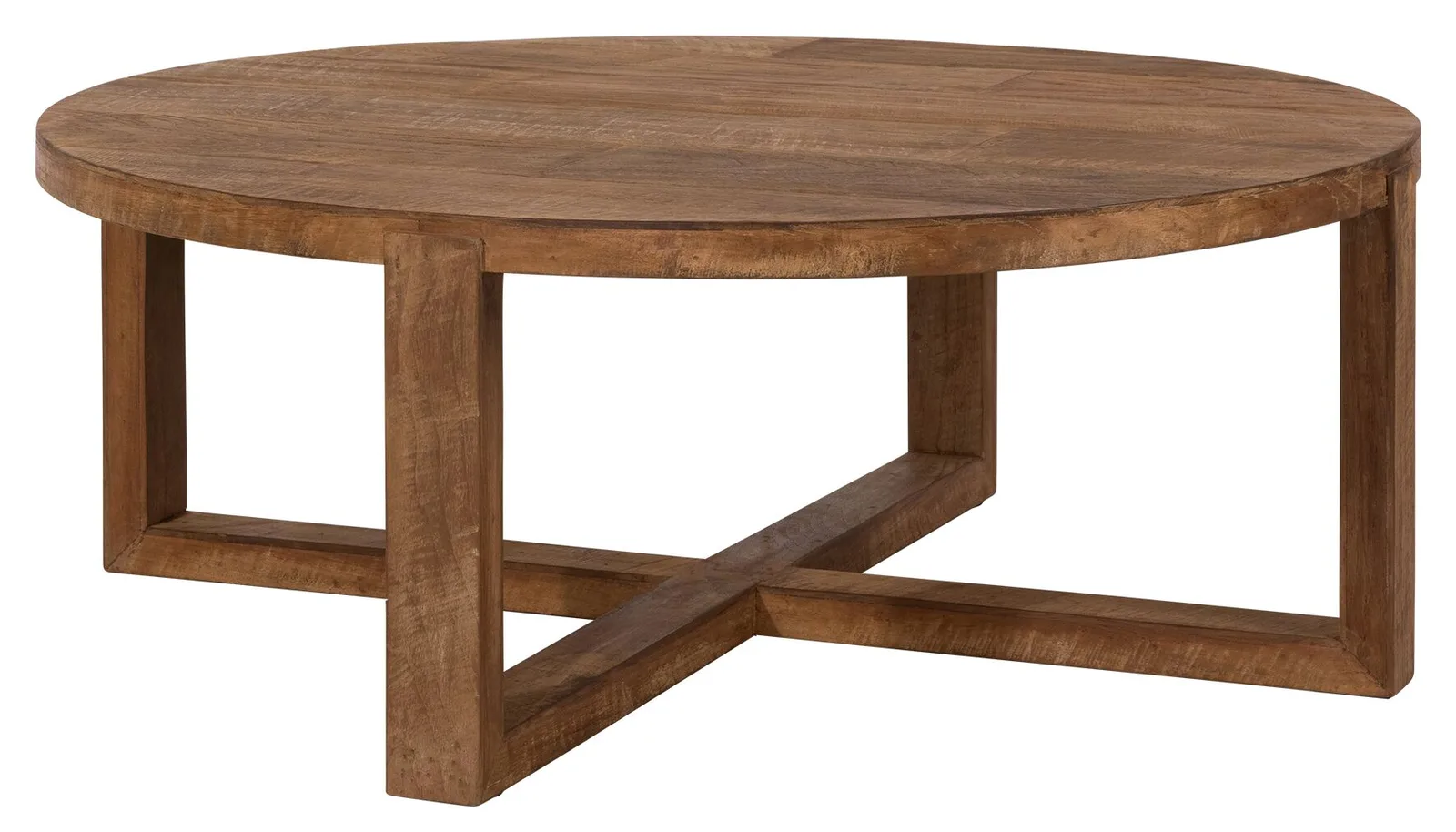 Salontafel Icon op een witte achtergrond, met een rond houten blad en gekruiste poten - DTP Home
