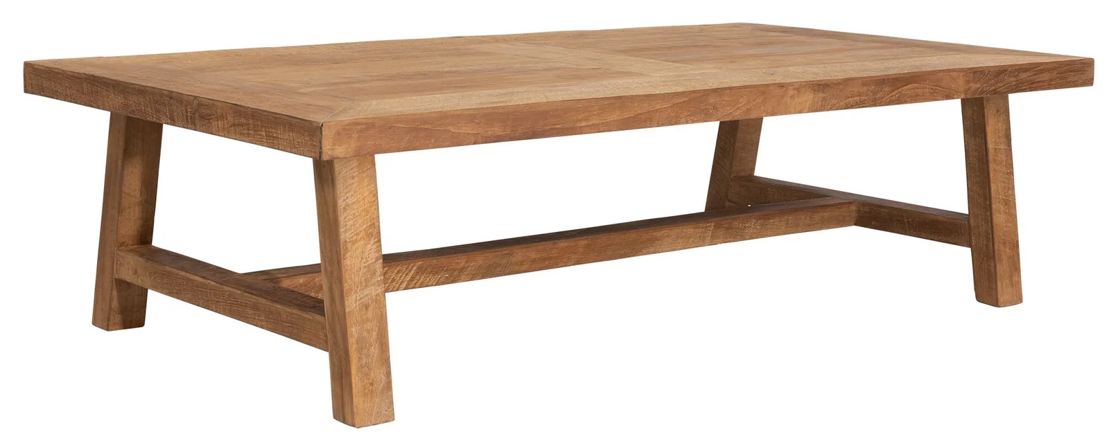 Salontafel Monastery van DTP Home, een houten salontafel met twee poten en een onderstel op een witte achtergrond