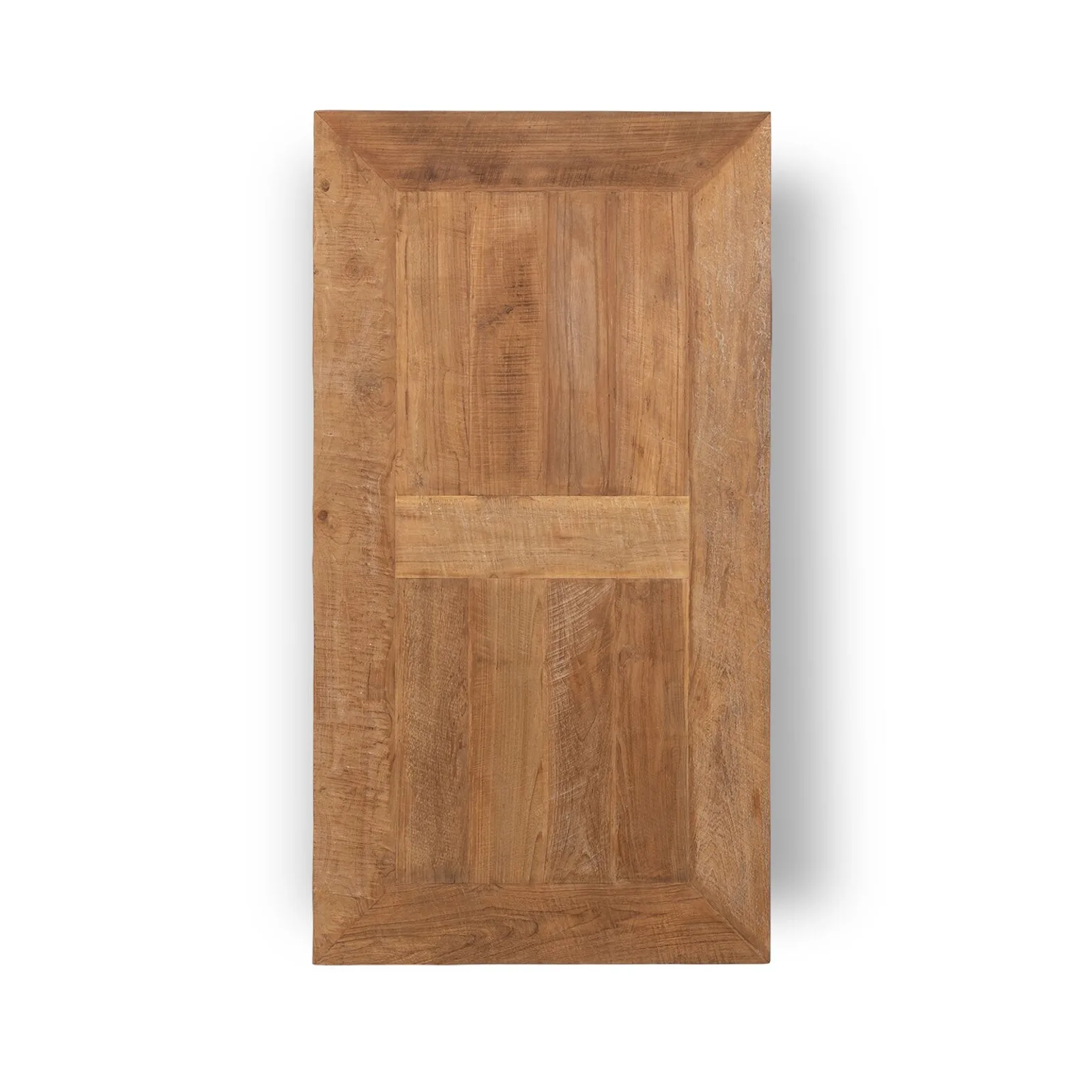 Salontafel Monastery van bovenaf gefotografeerd op een witte achtergrond, met een houten blad en een rand - DTP Home