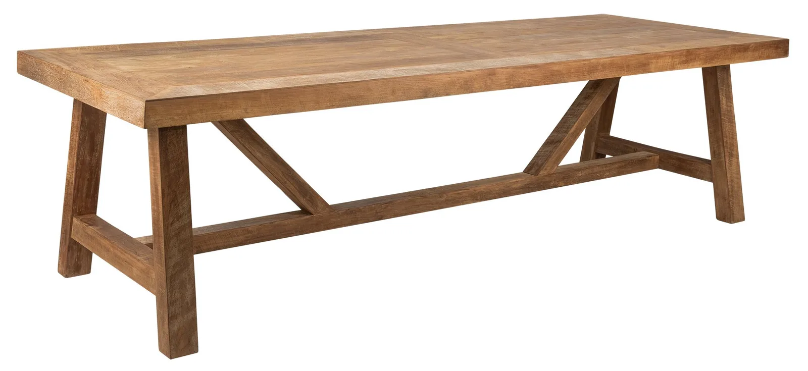 Eettafel Monastery op een witte achtergrond, met een schuin bovenaanzicht dat de houten structuur toont - DTP Home