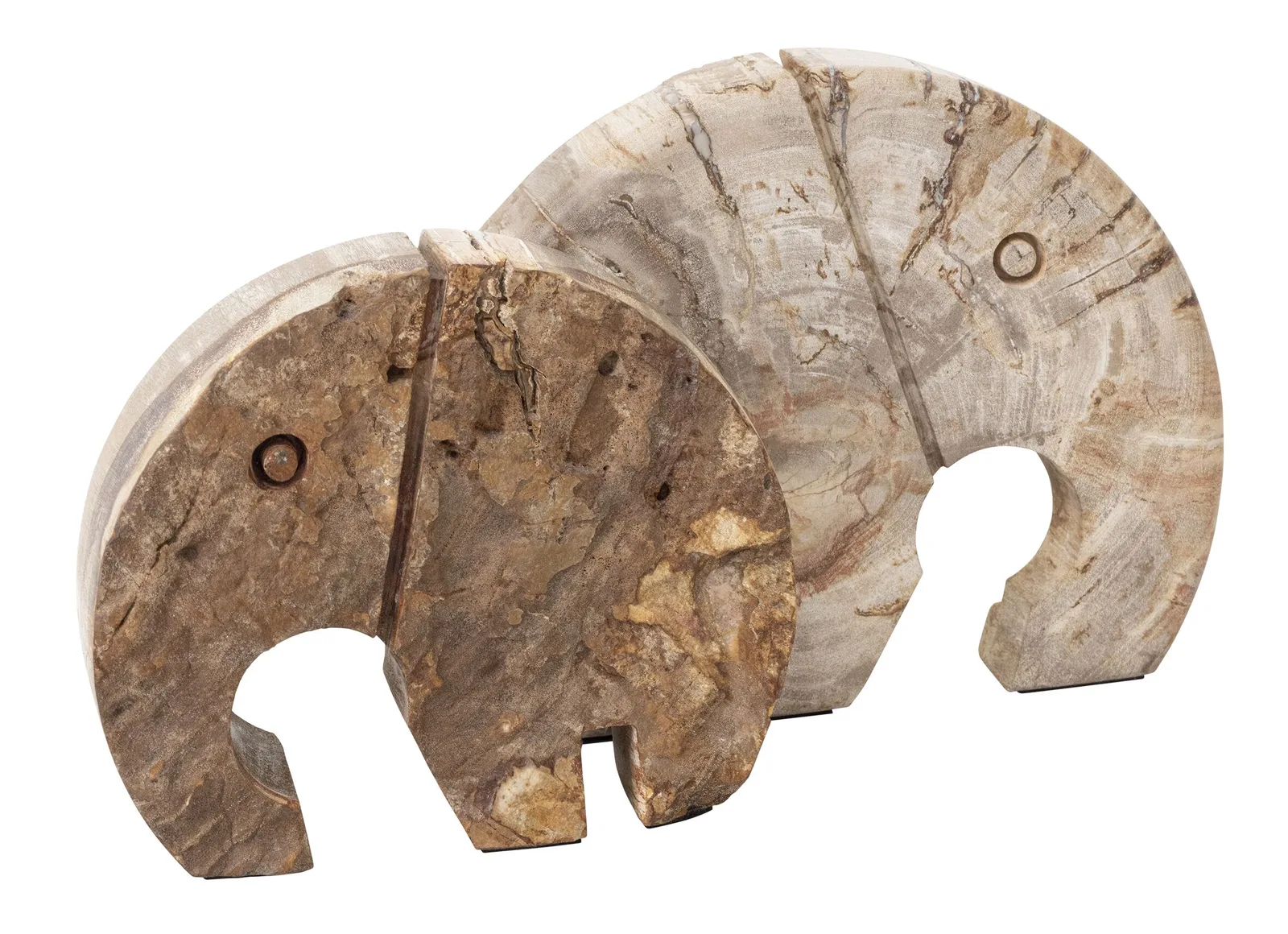 Twee Schilderij Elephant small sculpturen van steen, de een groter dan de ander, op een witte achtergrond - MUST Living