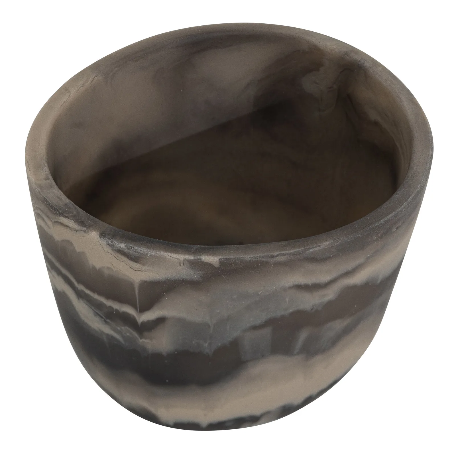 Dienblad Bowl Donatello 2, een ronde schaal met een gemêleerd grijs en wit patroon, van bovenaf gefotografeerd - MUST Living