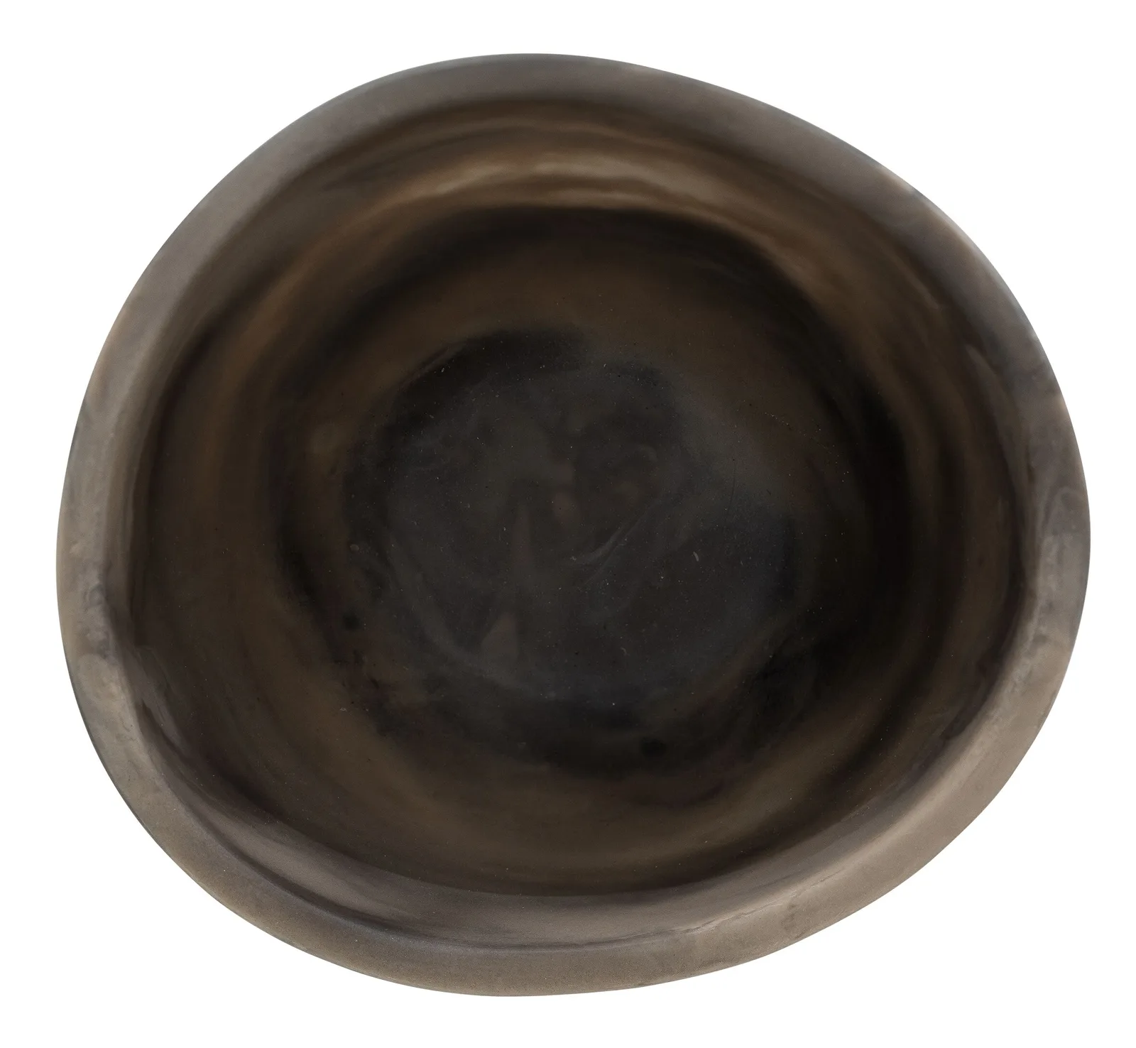 Bovenaanzicht van Dienblad Bowl Donatello 2 op een witte achtergrond, met de kom diep en donker - MUST Living