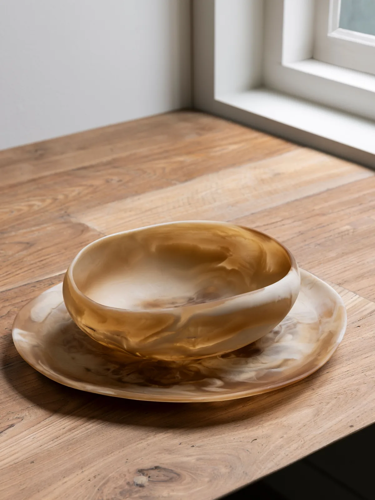 Tray Bowl Rafael brown-white swirl - MUST Living