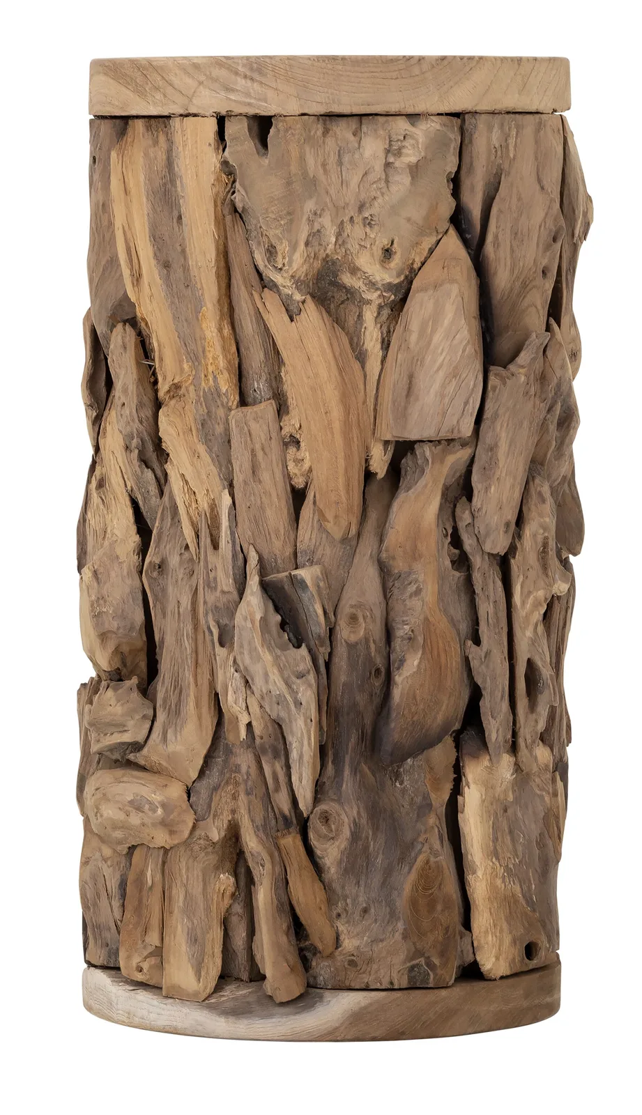 Beistelltisch Spice medium, von oben gesehen, mit der einzigartigen Textur von zusammengefügten Holzstücken - MUST Living