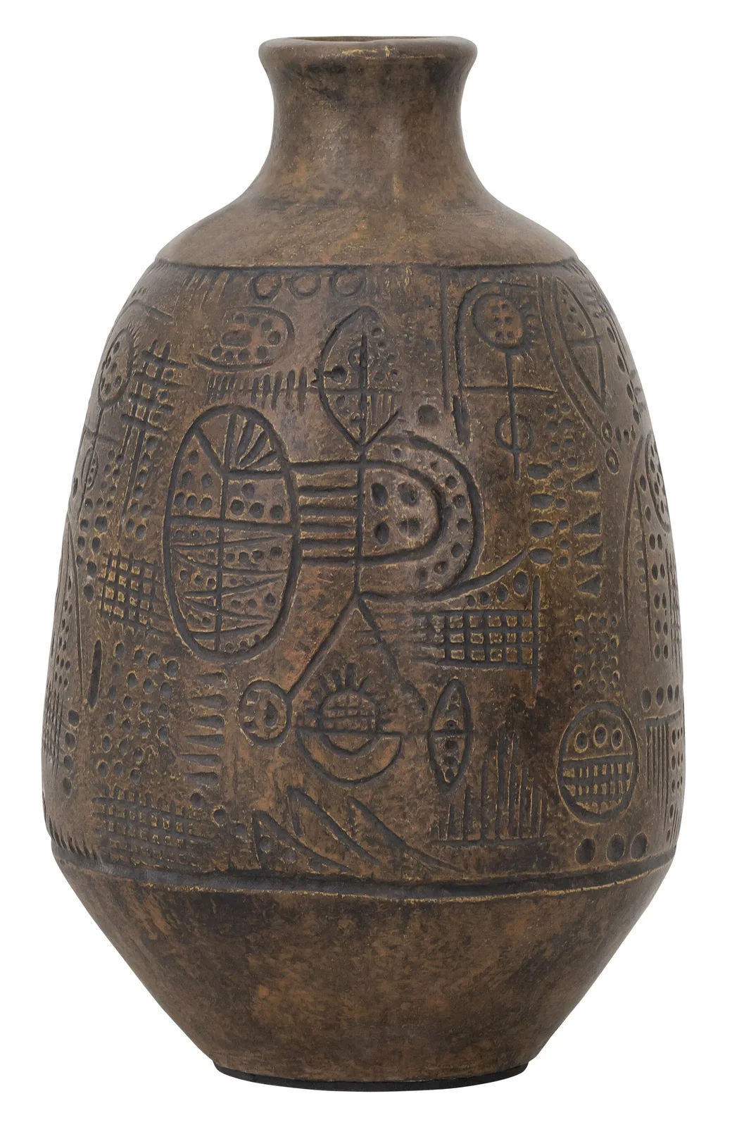 Vase Faro auf weißem Hintergrund, mit einem detaillierten Muster und einem schmalen Hals - MUST Living