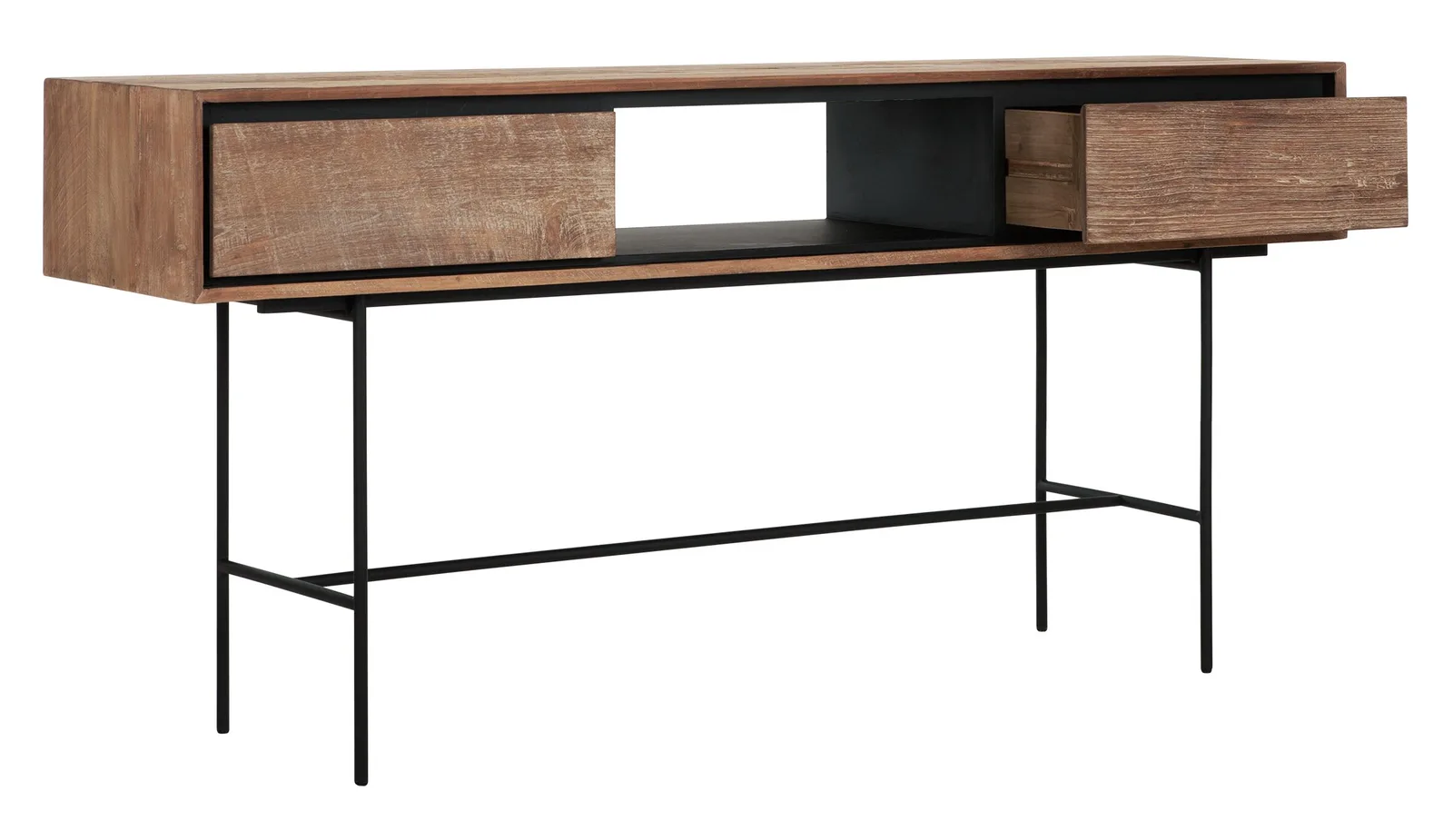 Sideboard Metropole Sideboard mit zwei Schubladen und einem offenen Fach, auf weißem Hintergrund - DTP Home