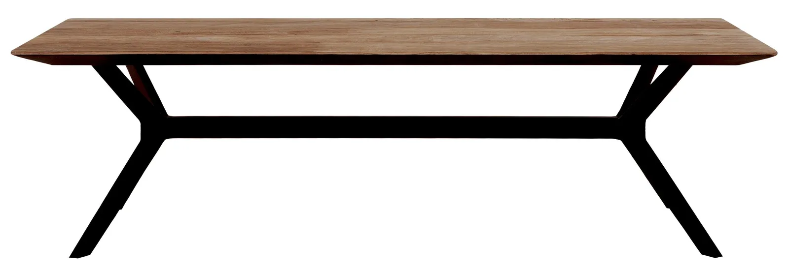 Rechthoekige houten tafel met zwart metalen onderstel, gefotografeerd tegen een witte achtergrond - DTP Home