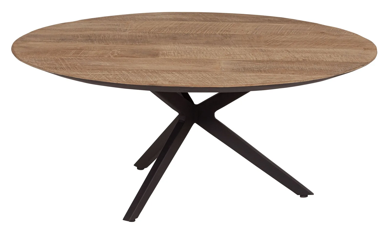 Couchtisch Metropole rund, mit Holzplatte und schwarzem Metallgestell, auf weißem Hintergrund - DTP Home