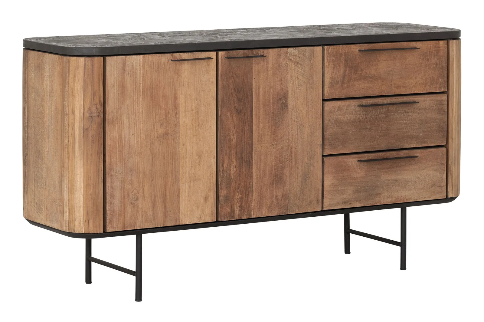 Dressoir Soho in een studio-opstelling, frontaal genomen met de lades en deurtjes duidelijk zichtbaar - DTP Home