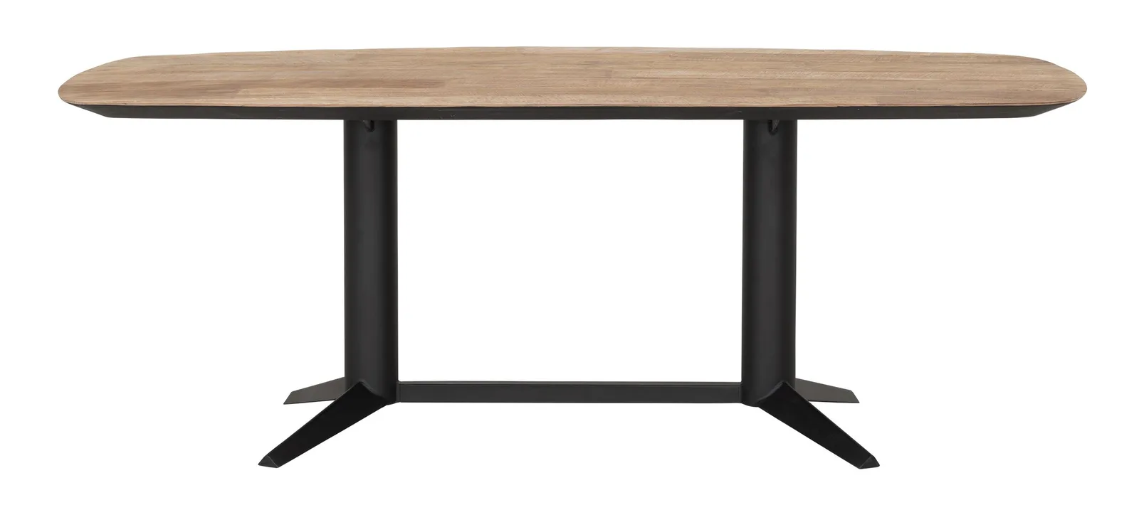 Eettafel Soho rechthoekig op een witte achtergrond, met een houten blad en zwarte poten - DTP Home