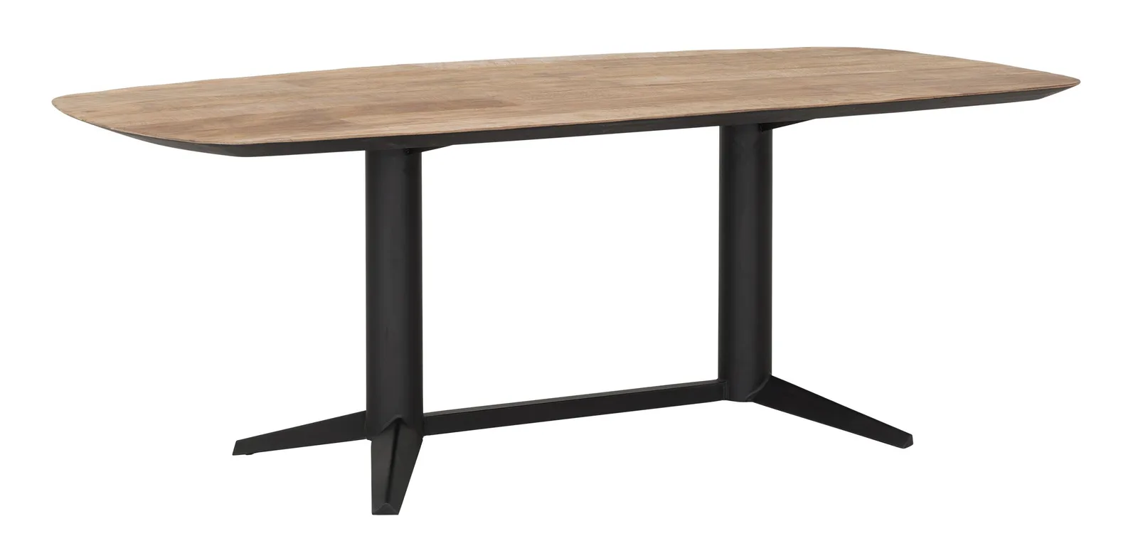 Eettafel Soho rechthoekig met houten blad en zwarte metalen poten op een witte achtergrond - DTP Home