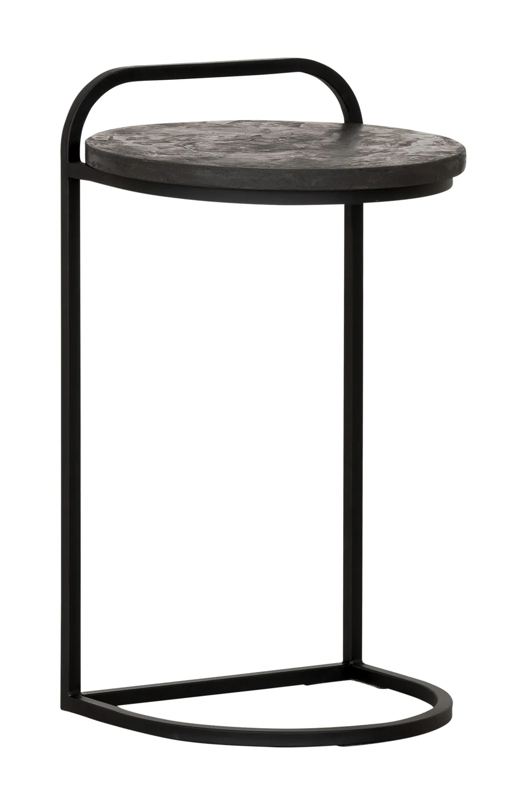 Zwart metalen laptoptafel Soho 2 met rond donker tafelblad op een witte achtergrond - DTP Home