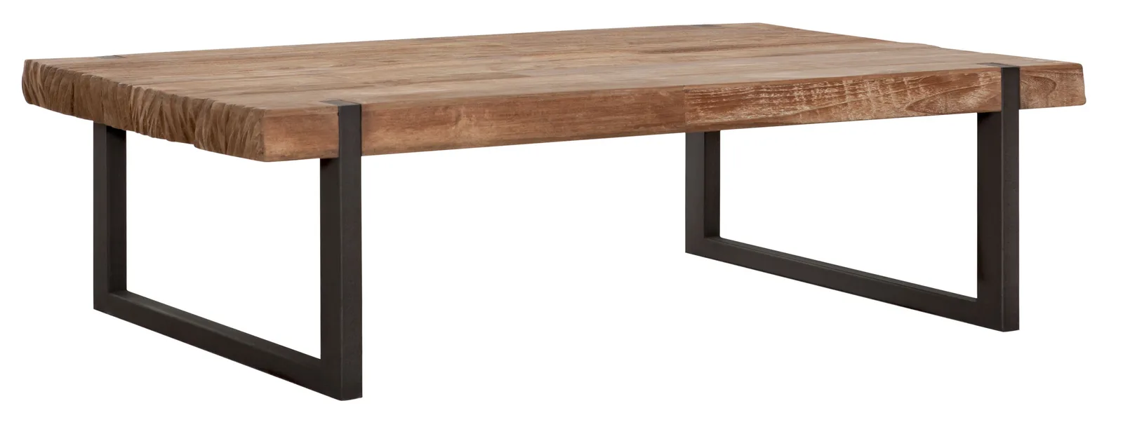 Couchtisch Beam auf weißem Hintergrund, mit einer Nahaufnahme der Holzplatte und der Metallbeine - DTP Home