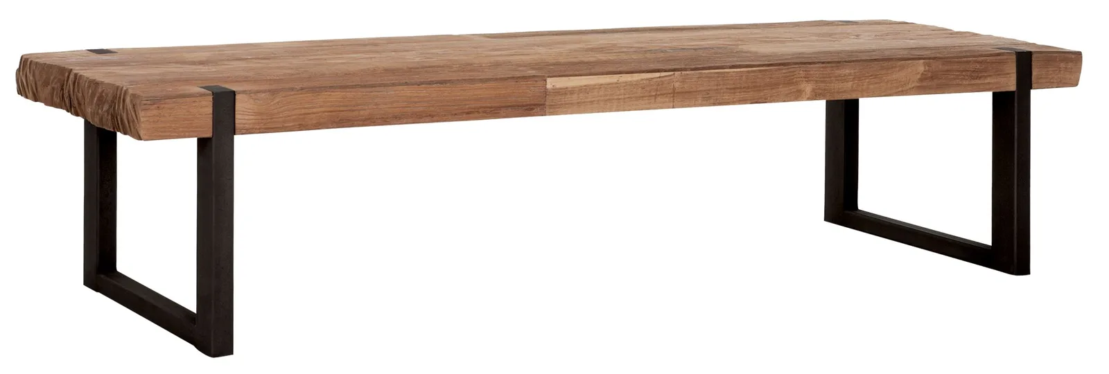 Couchtisch Beam auf weißem Hintergrund, mit Nahaufnahme der Holzplatte und Metallbeine - DTP Home