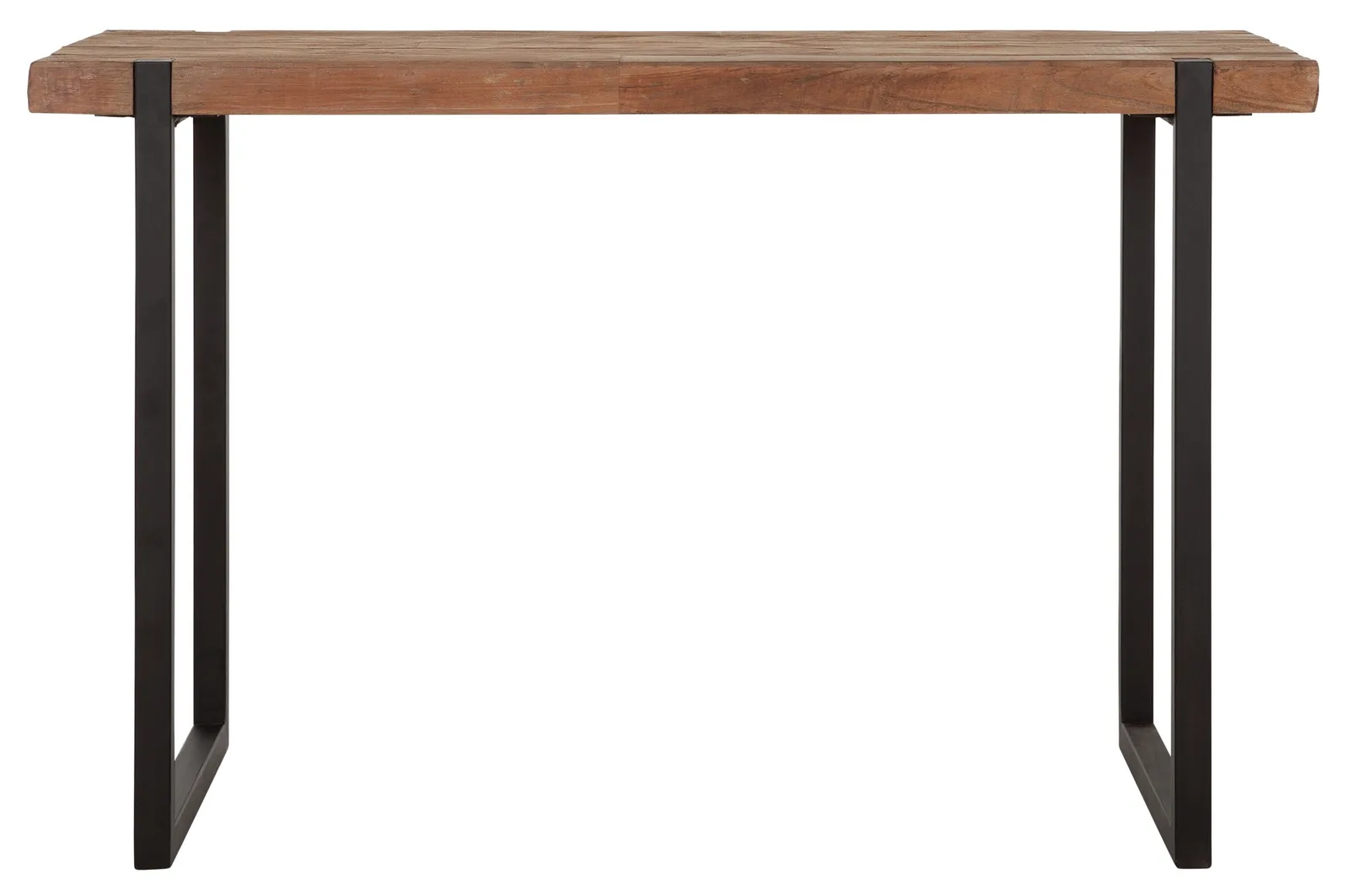 Schreibtisch Beam mit Holzplatte und schwarzen Metallbeinen, fotografiert vor weißem Hintergrund - DTP Home