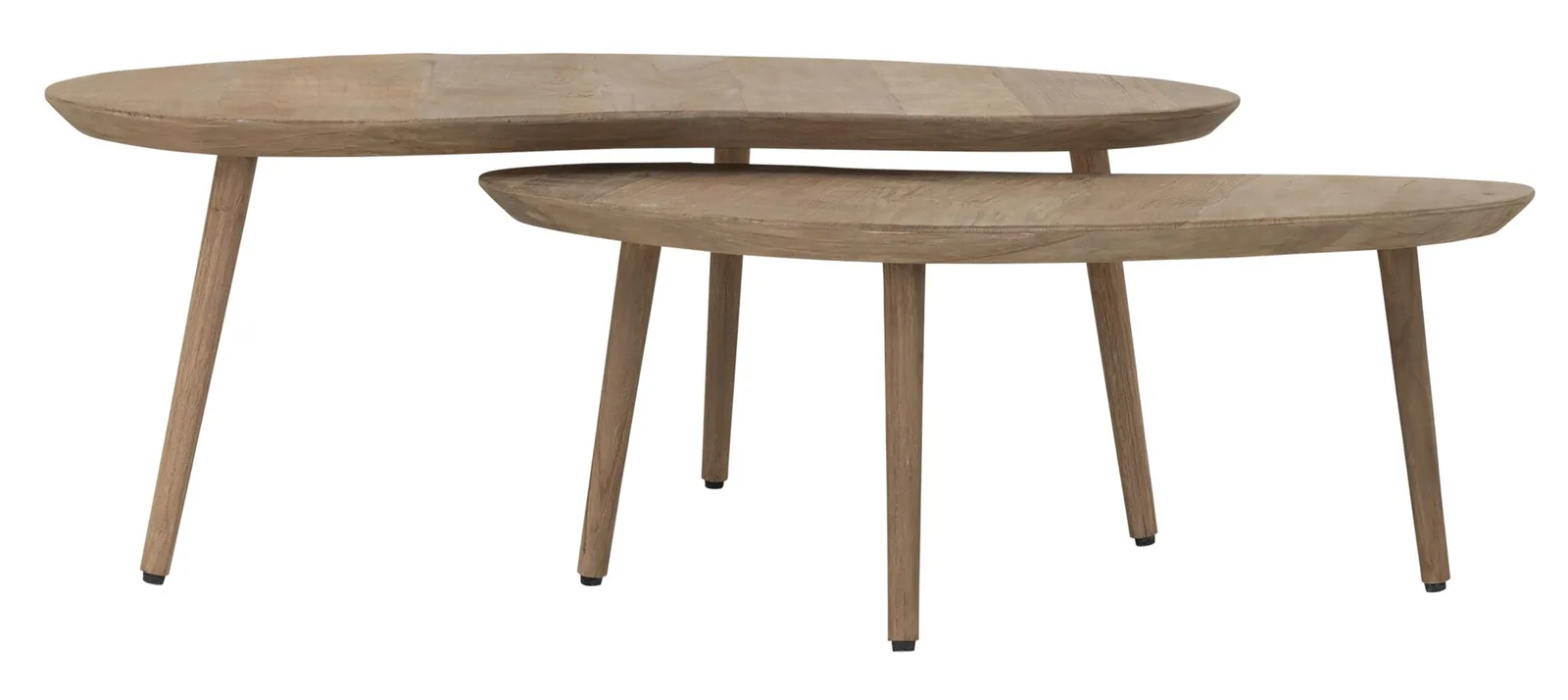 Salontafel Apollo set van twee houten tafels met organische vorm op een witte achtergrond - DTP Home