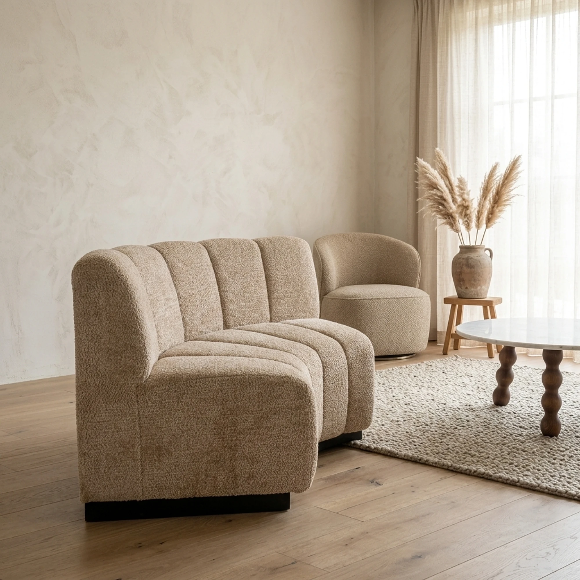 Eetkamer bank Hillpark lovely beige round corner - Richmond Interiors
