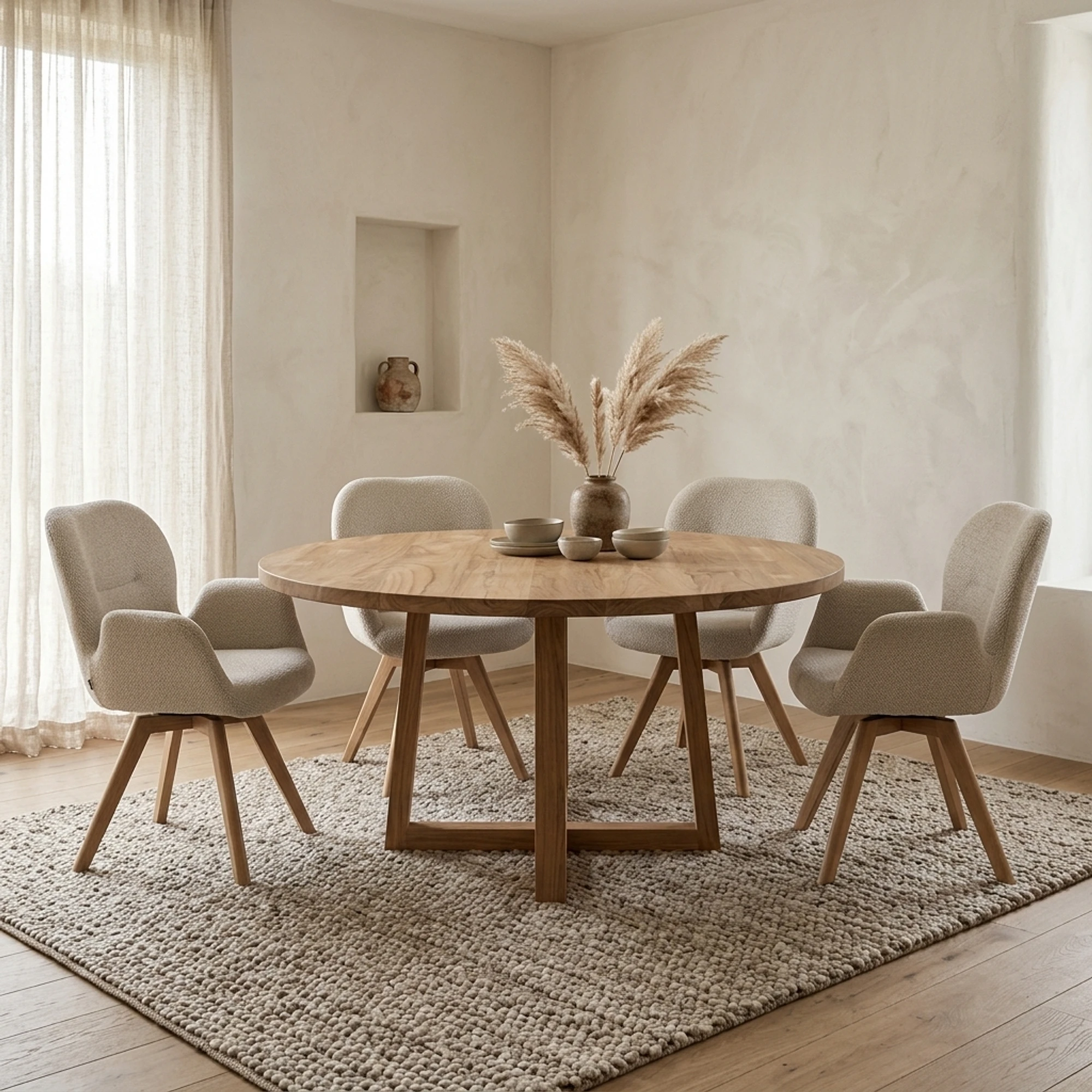 Eetkamer tafelblad Rond Massief Teak - Benoa