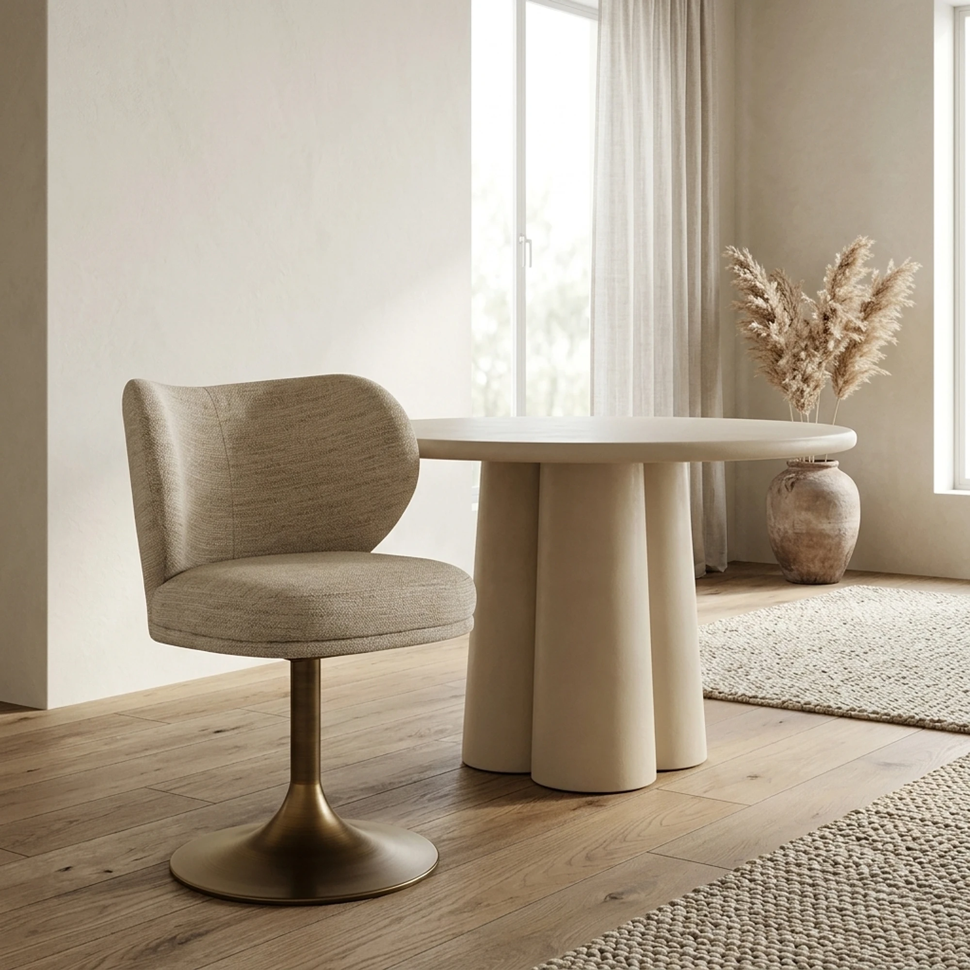 Amely dining chair natural softweave swivel - Richmond Interiors
