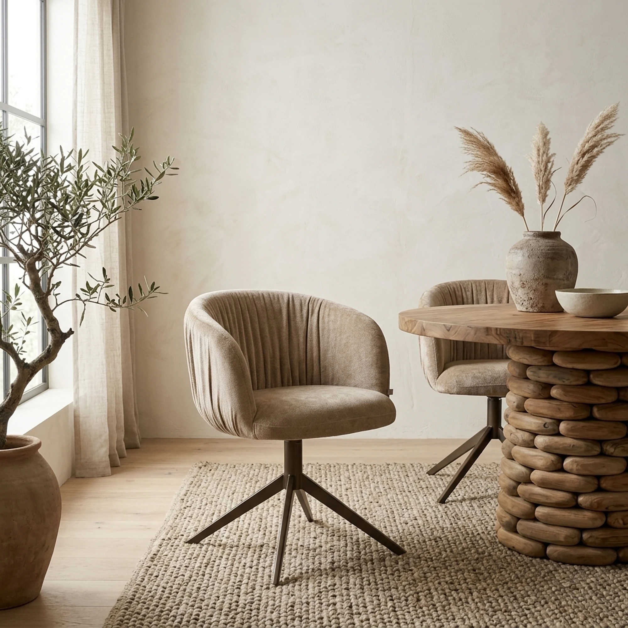 Dining chair Cassi sand soft swivel - Richmond Interiors