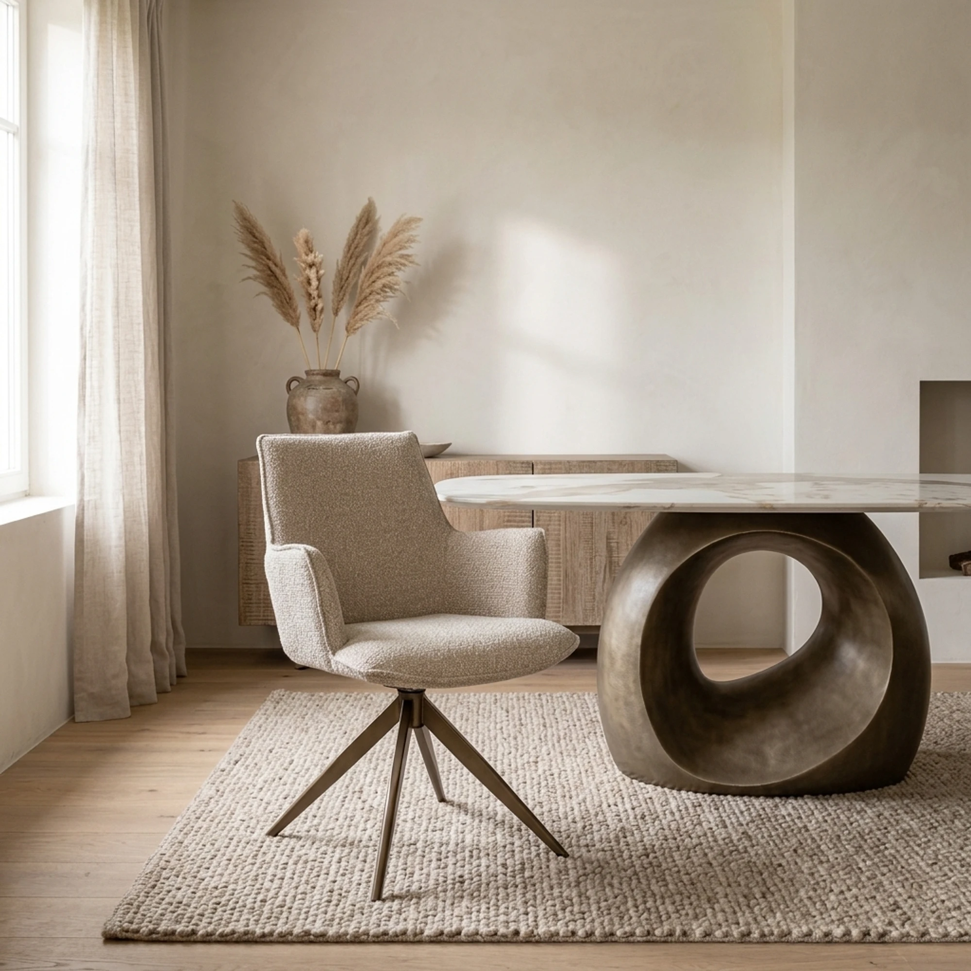 Esszimmerstuhl Dakota natural chunky drehbar with arm - Richmond Interiors