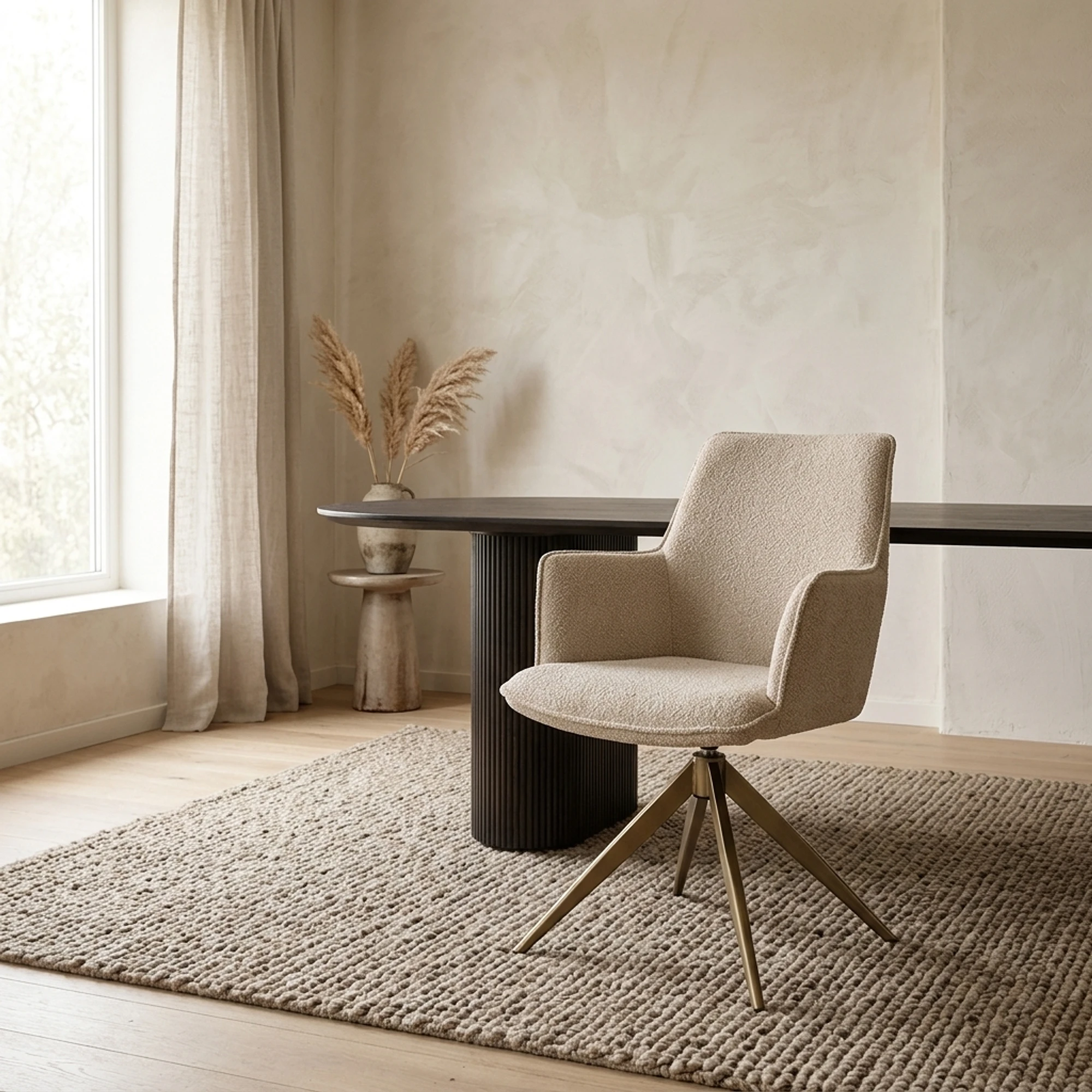 Dining Chair Dakota niagara beige swivel with arm - Richmond Interiors