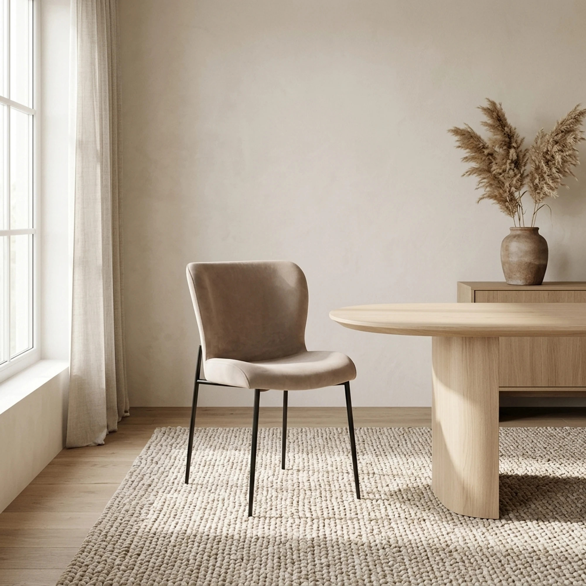 Esszimmerstuhl Darby khaki velvet feuerhemmend (Set aus 2) - Richmond Interiors