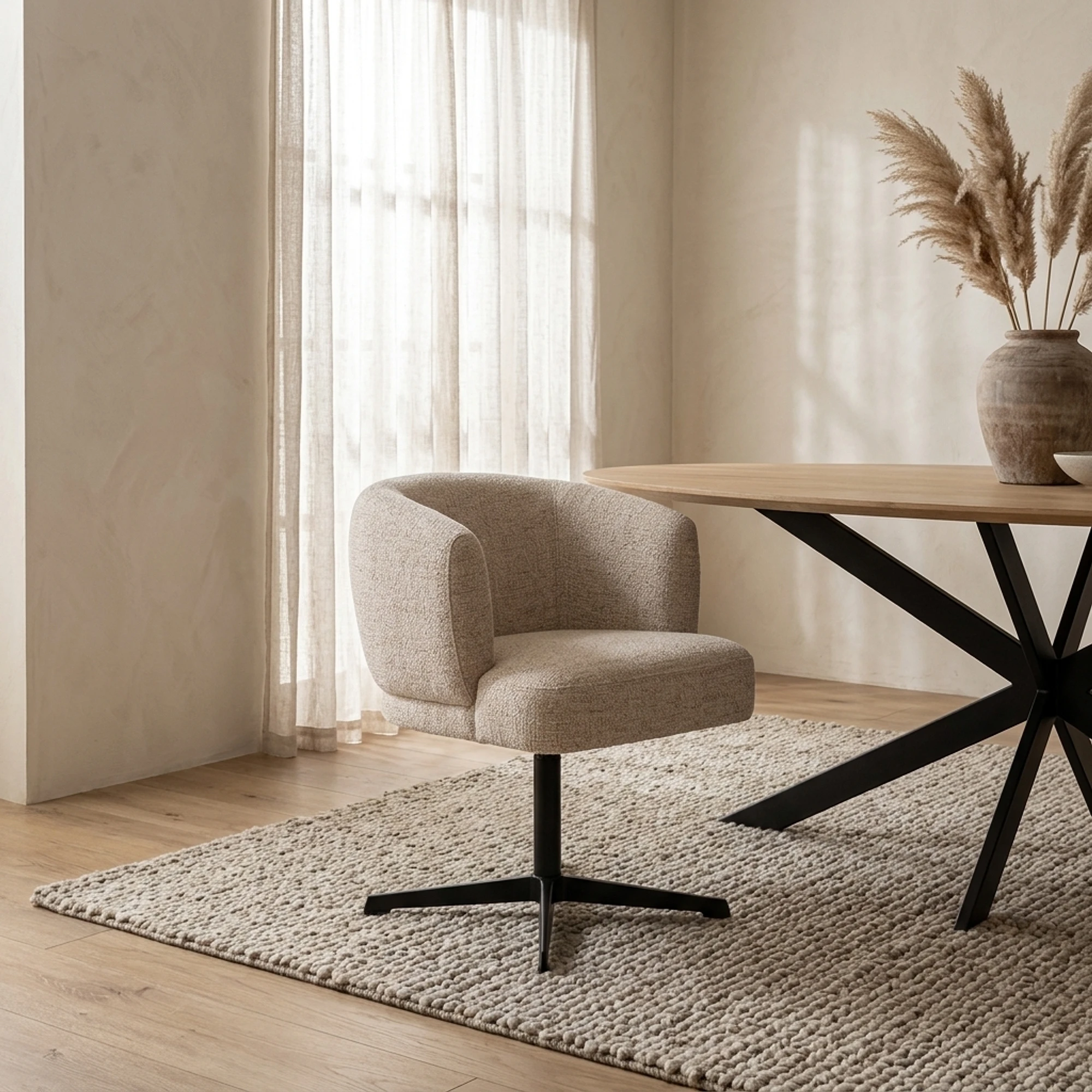 Esszimmerstuhl Dinan cream tweed feuerhemmend - drehbar - Richmond Interiors