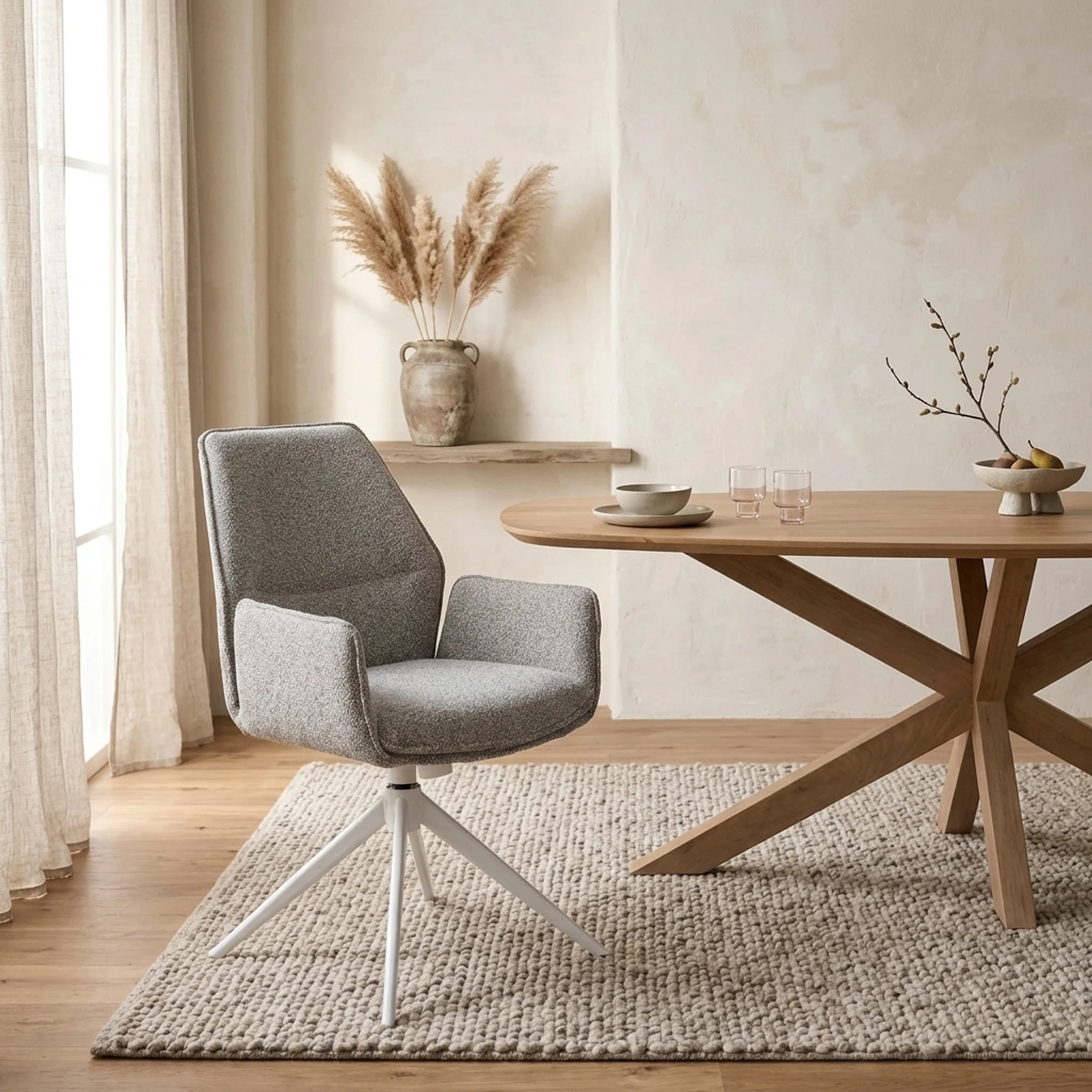 Eetkamerstoel Hera met armleuning Beige - Starfurn