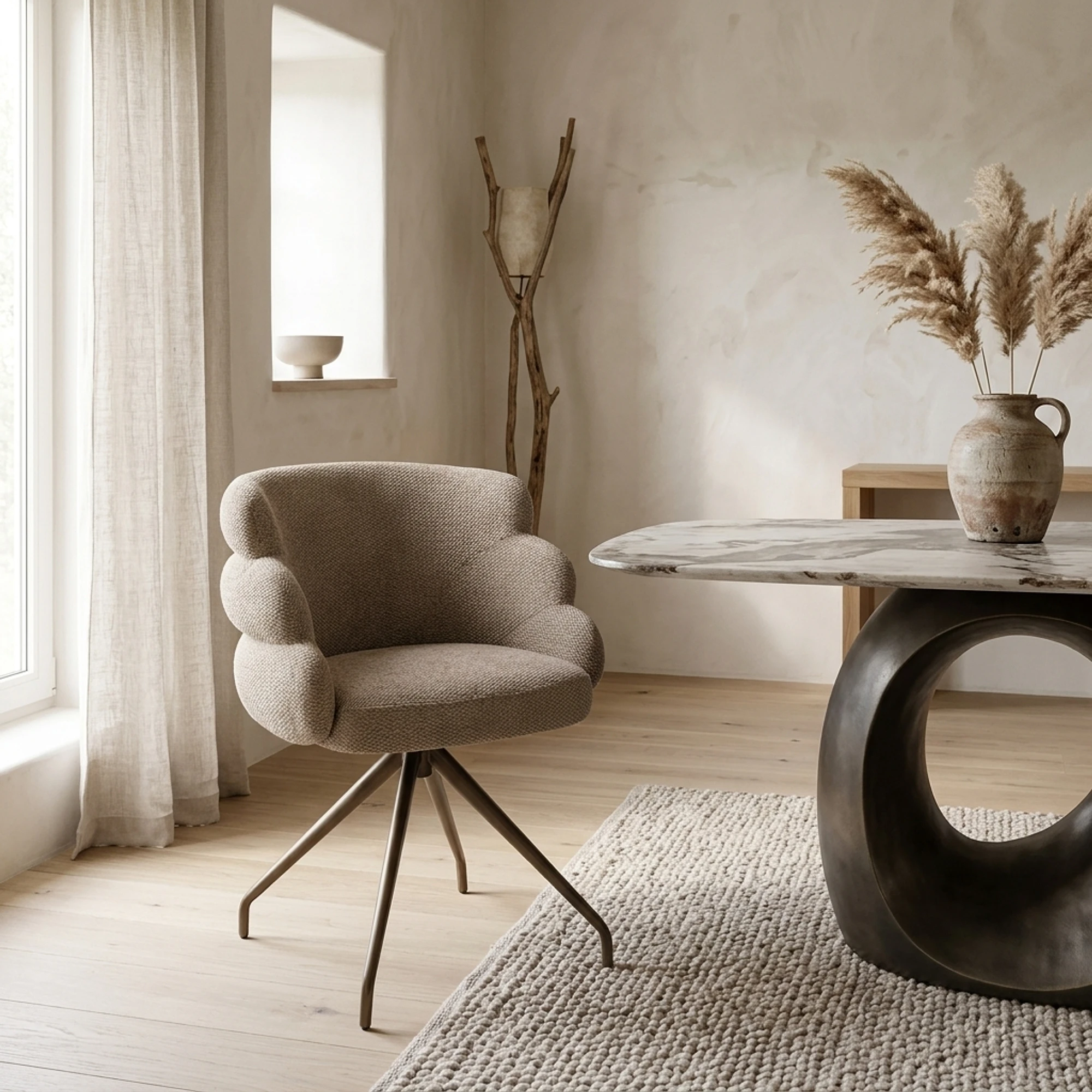 Kayla dining chair mocca boldweave swivel - Richmond Interiors