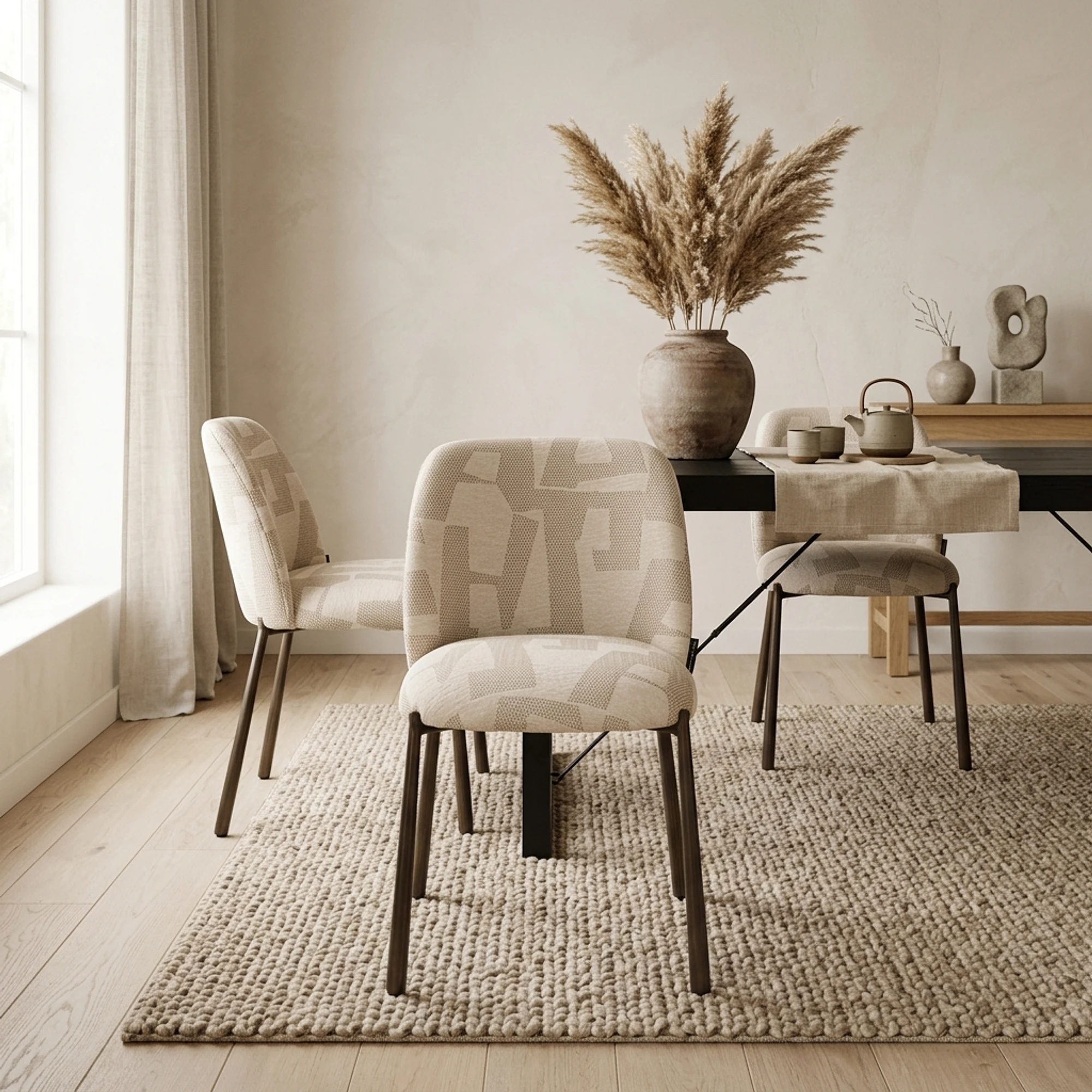 Eetkamerstoel Lana beige graffic (set van 2) - Richmond Interiors