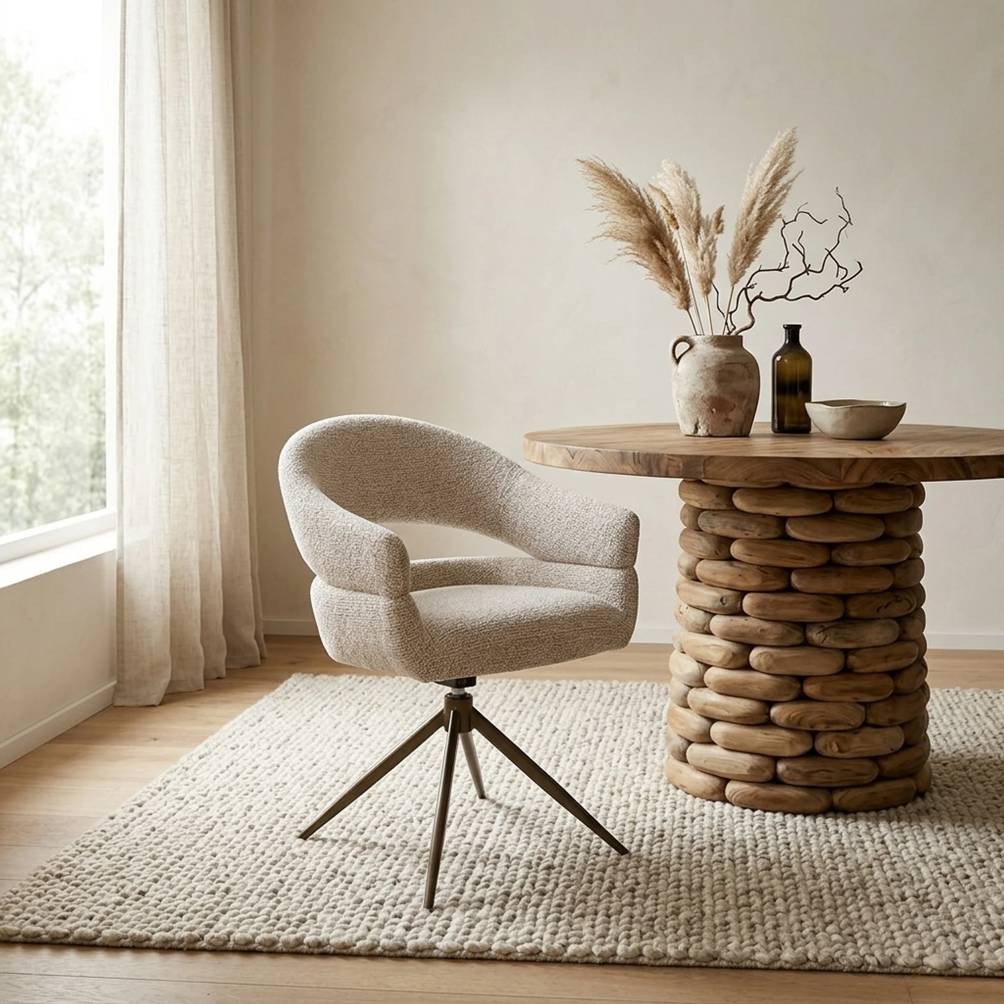 Dining Chair Linn Beige Bronze - Livingfurn