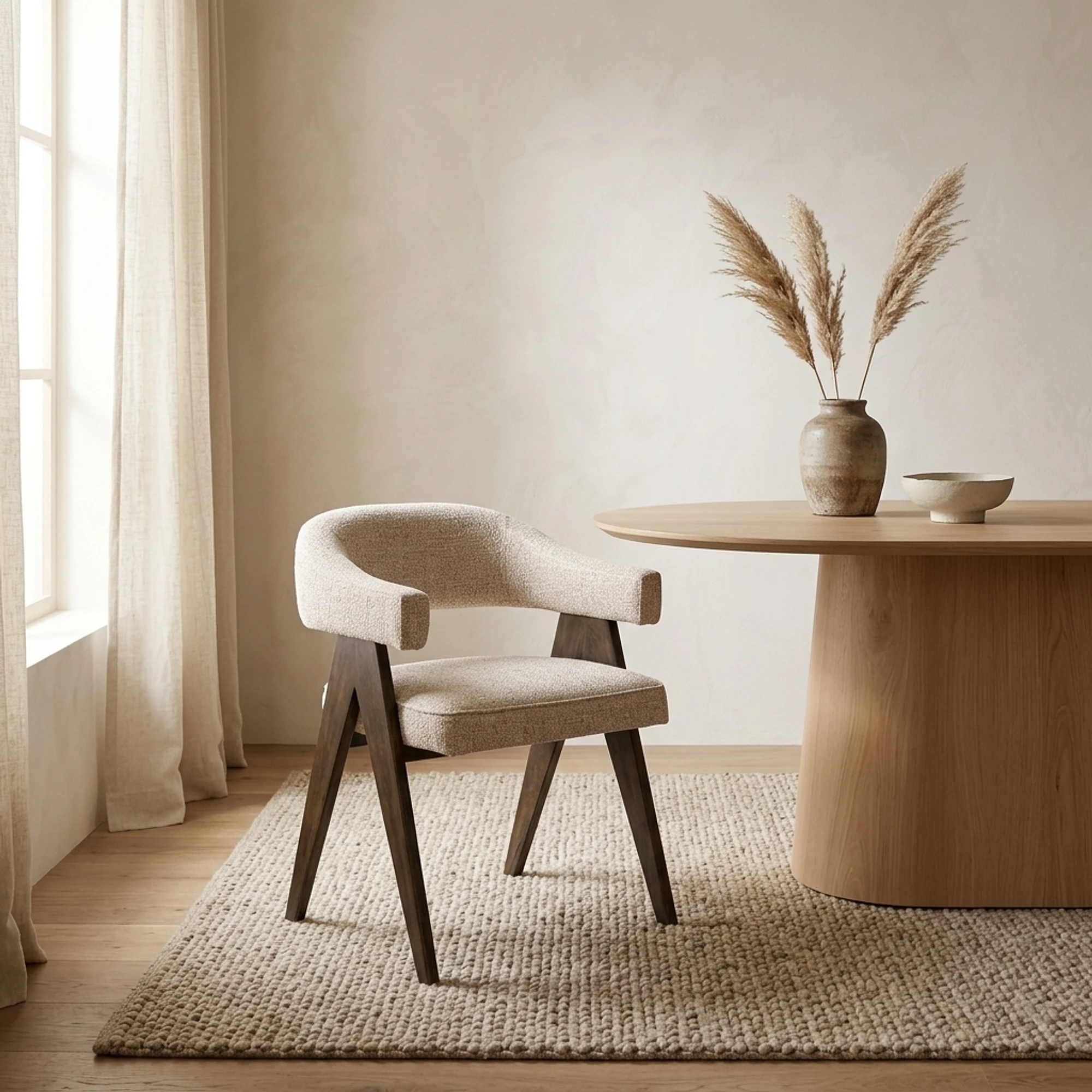 Esszimmerstuhl Mori cream tweed feuerhemmend - Richmond Interiors