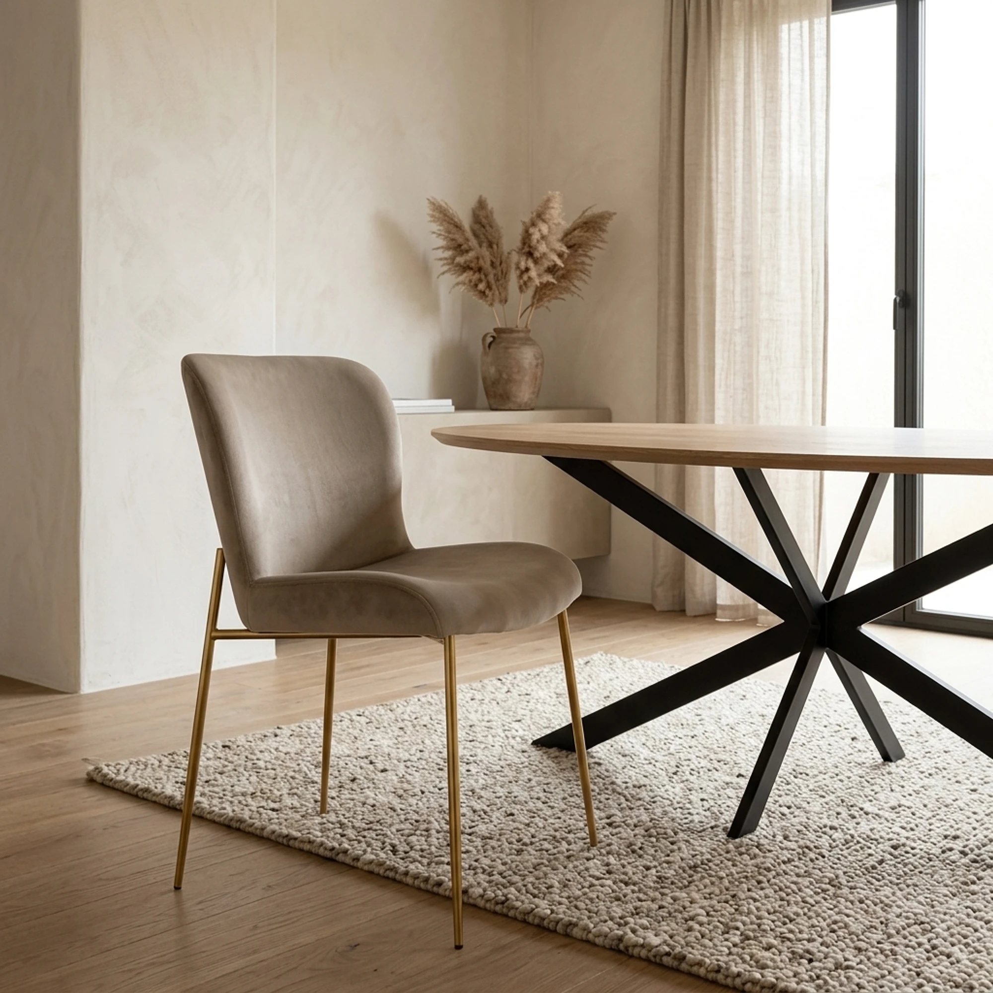 Esszimmerstuhl Odessa khaki velvet feuerhemmend (Set aus 2) - Richmond Interiors