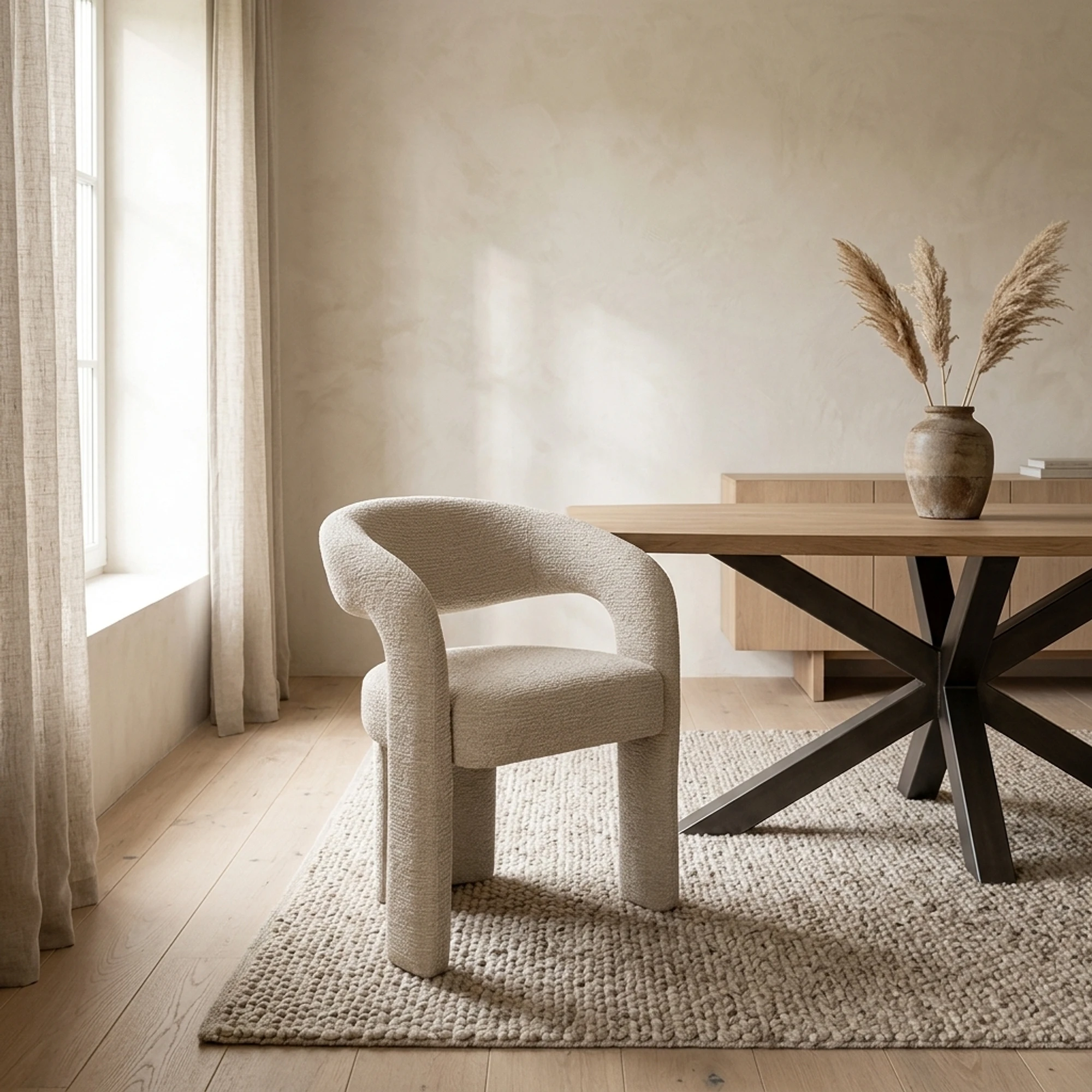 Dining chair Soho natural linear fire retardant - Richmond Interiors