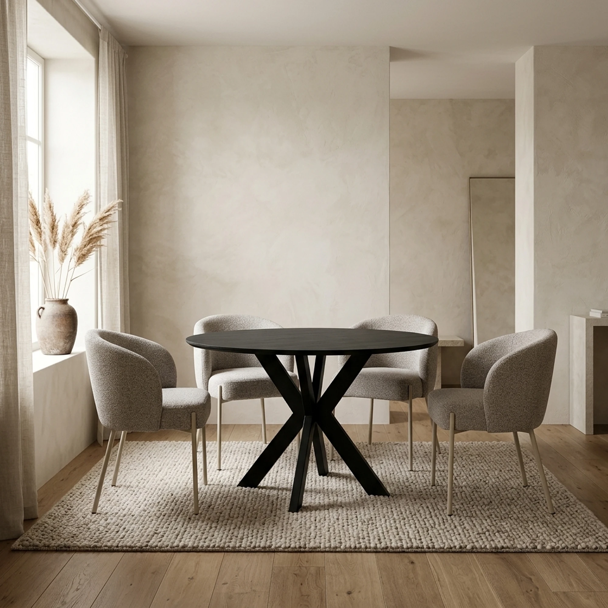 Eetkamertafel Tokio Ø120 cm, acacia zwart - MySons