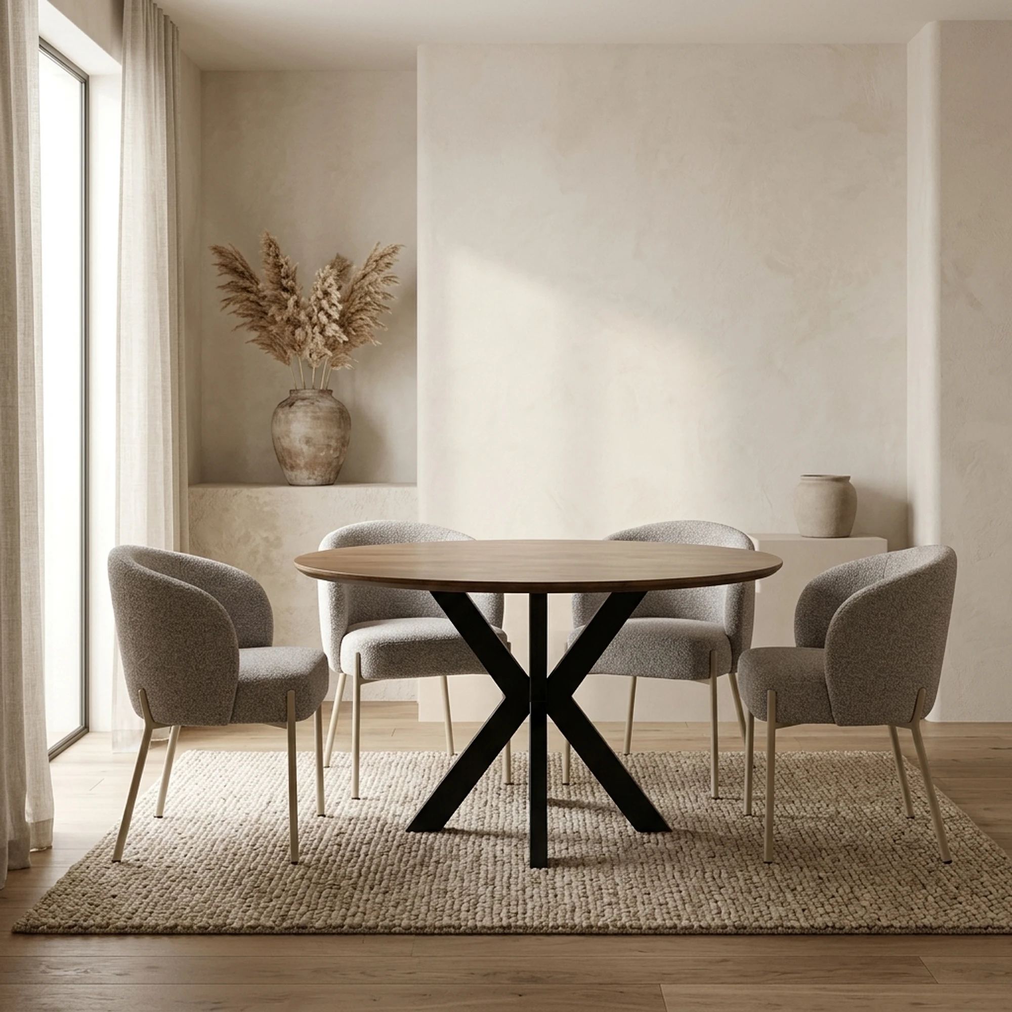 Eetkamertafel Tokio Ø120 cm, mango walnootbruin - MySons