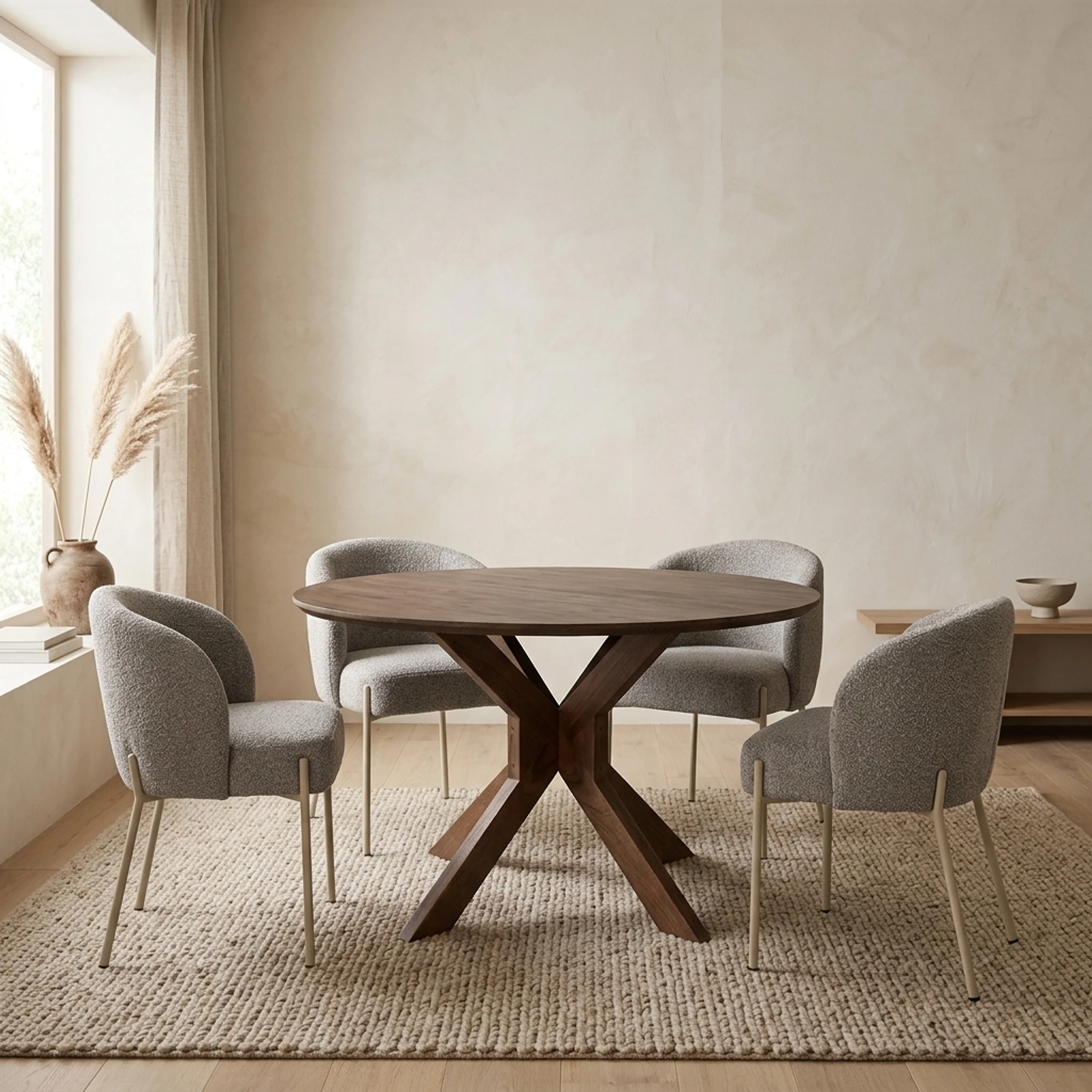 Dining Table Ø130, Acacia Marron Brown - MySons