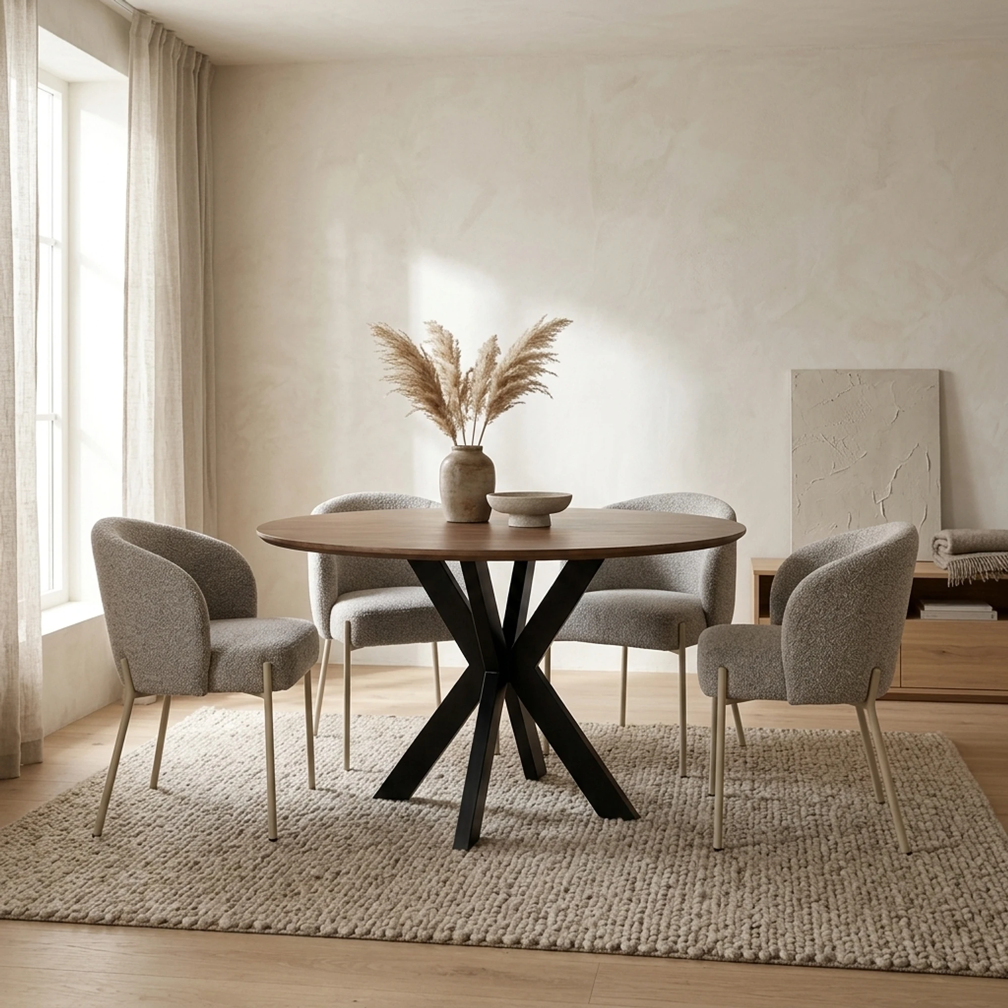 Eetkamertafel Tokio Ø130 cm, mango walnootbruin - MySons