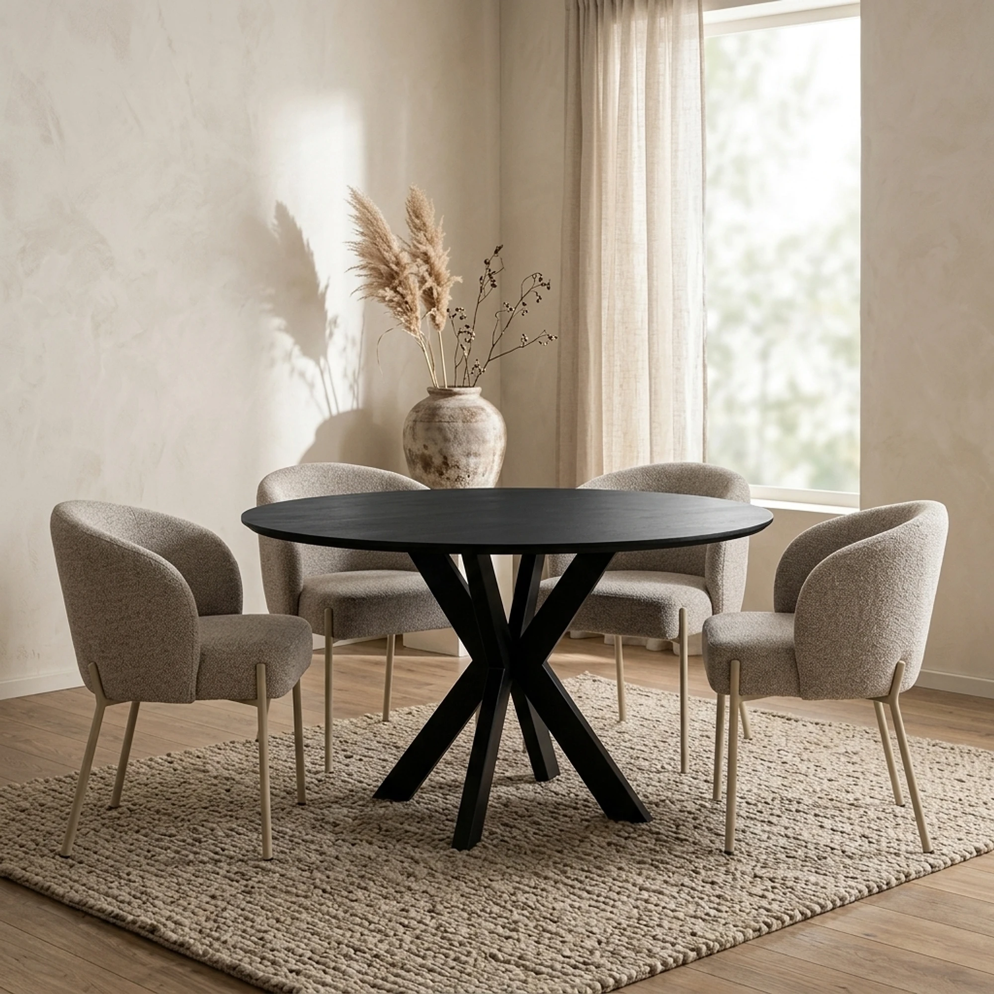 Eetkamertafel Tokio Ø150 cm, acacia zwart - MySons