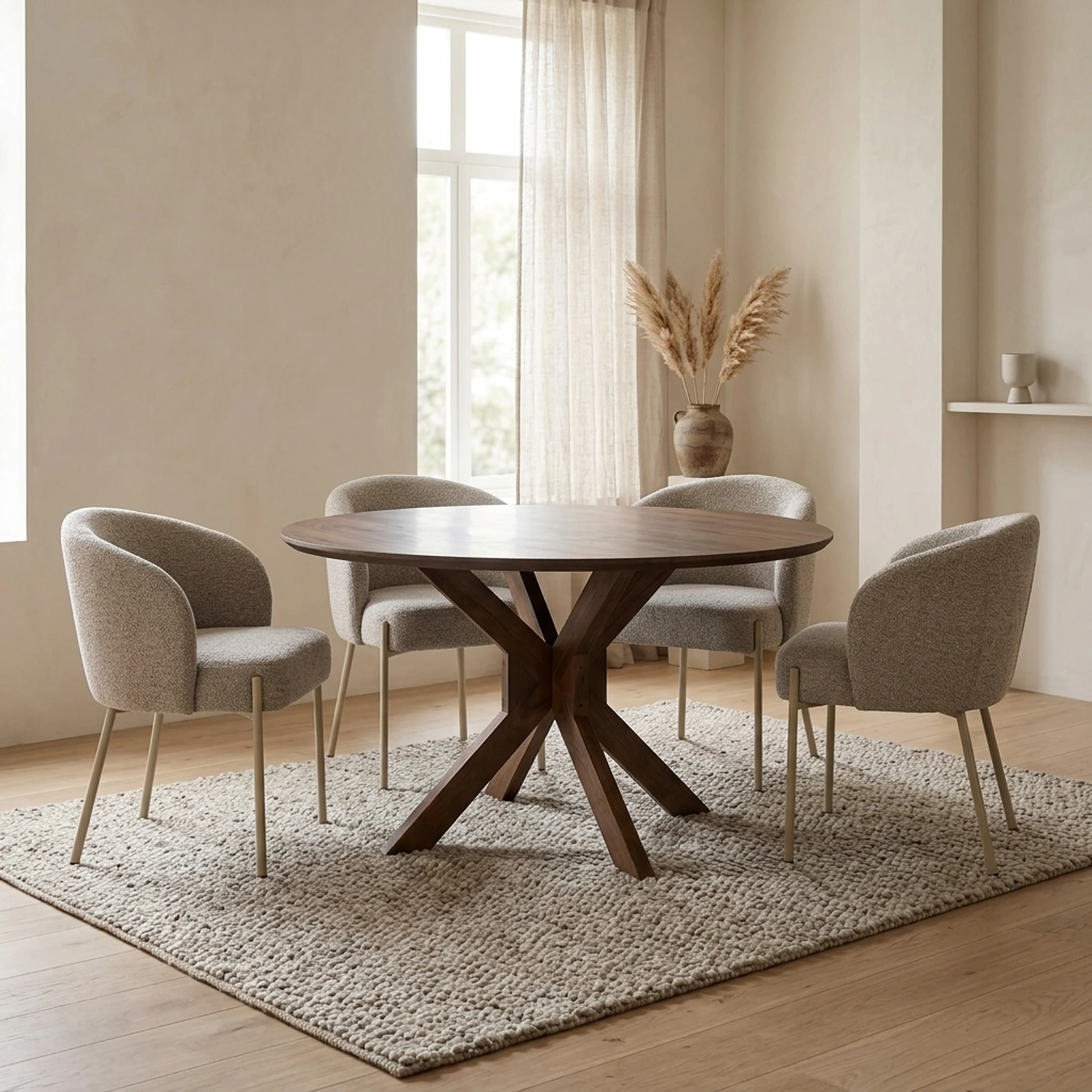 Dining Table Ø150, Acacia Marron Brown - MySons
