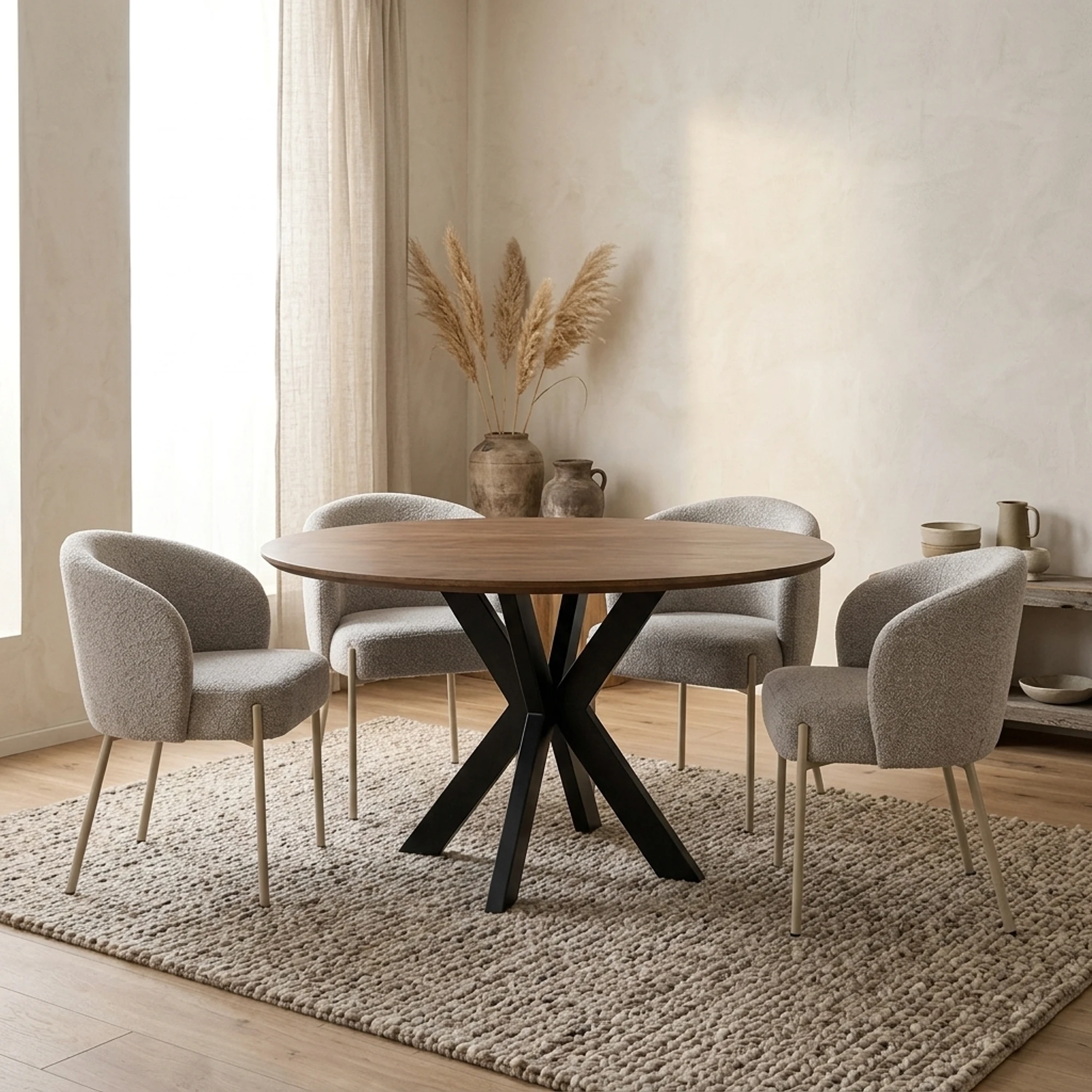 Eetkamertafel Tokio Ø150 cm, mango walnootbruin - MySons