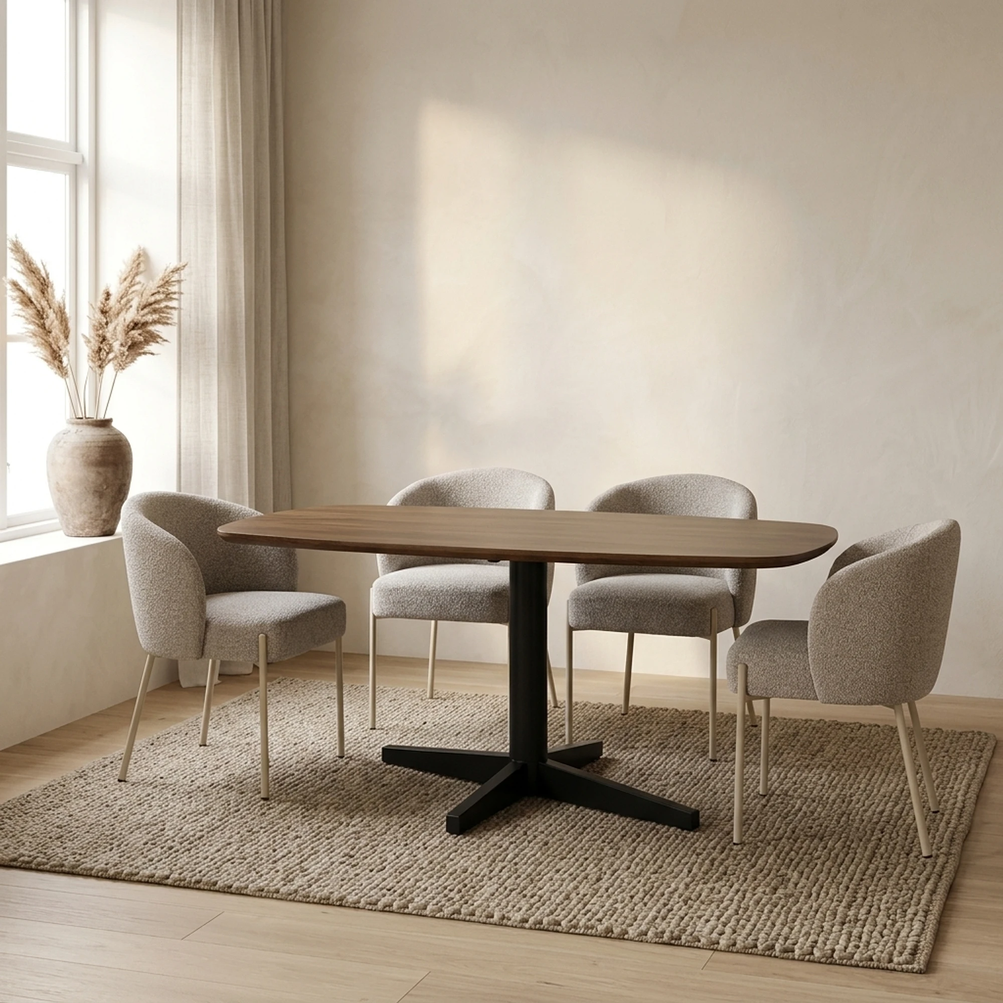 Esstisch Libra 160 cm, dänisch oval, Fuß Schwarz - MySons